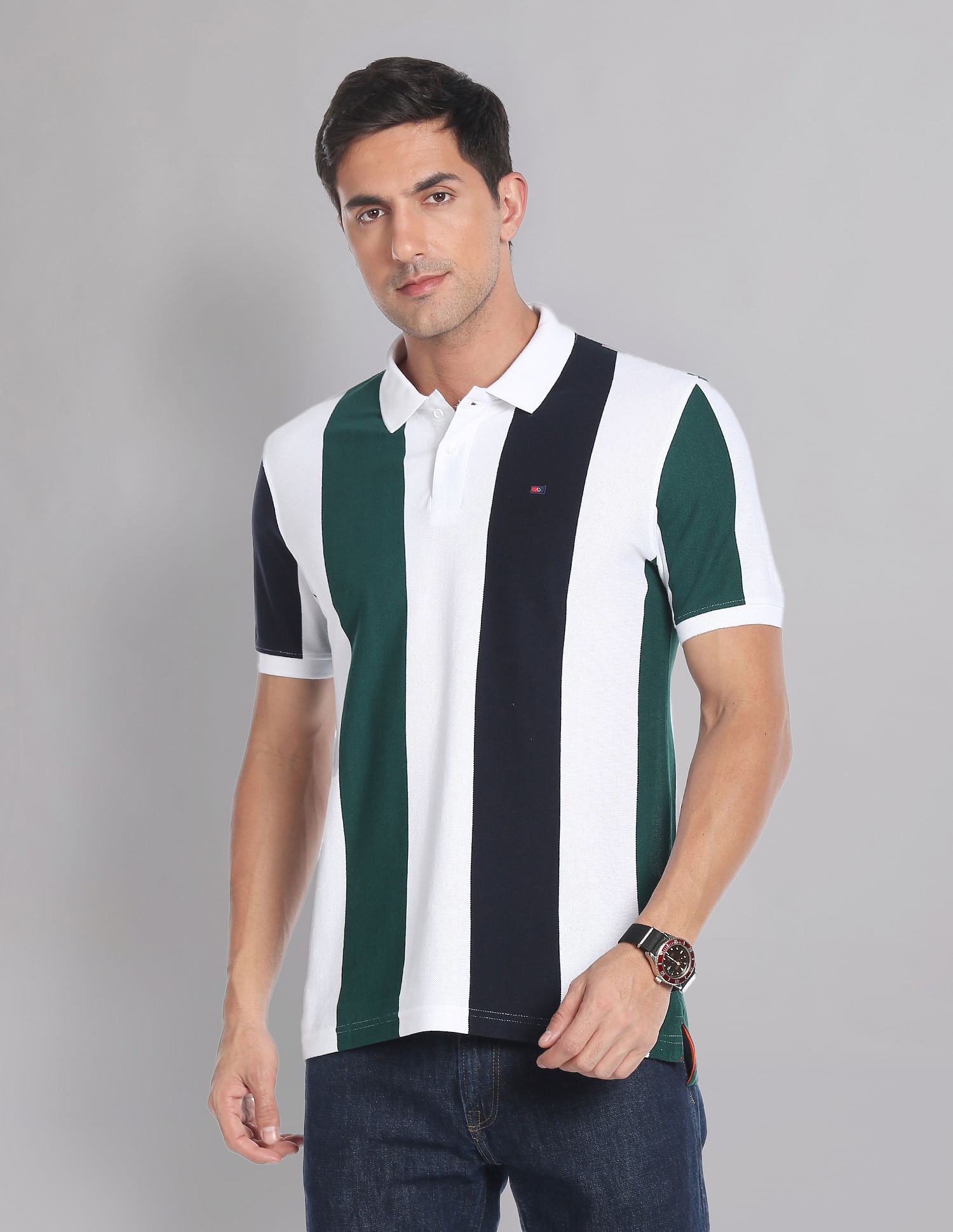 AD by Arvind Vertical Stripe COOL-IT Real Deal Polo Shirt
