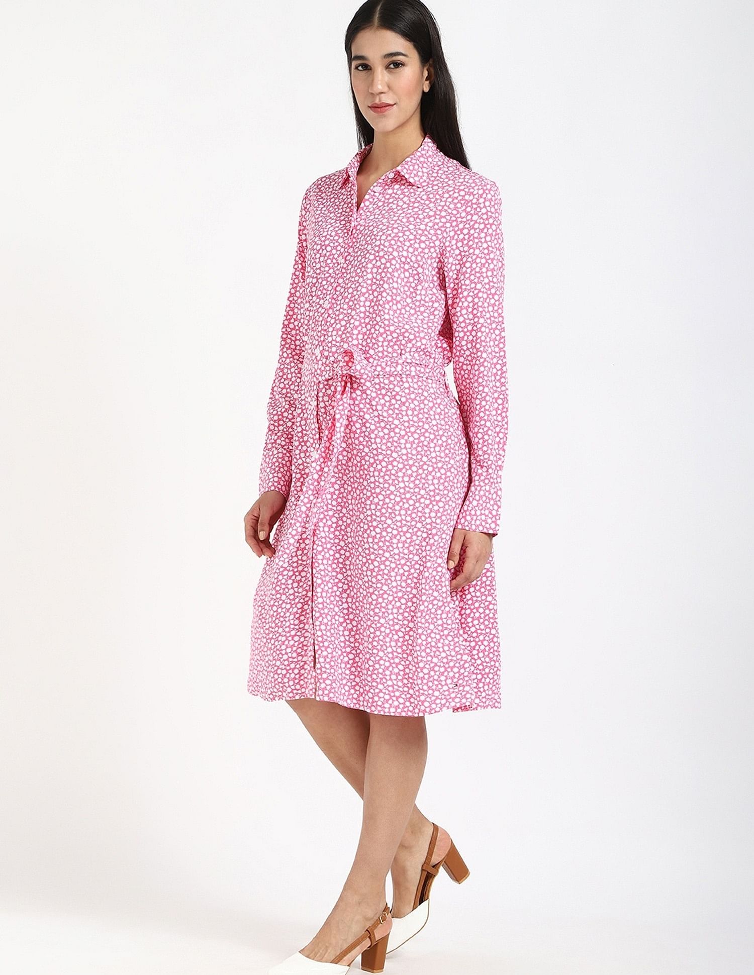 Tommy Hilfiger Viscose Spread Collar Shirt Dress