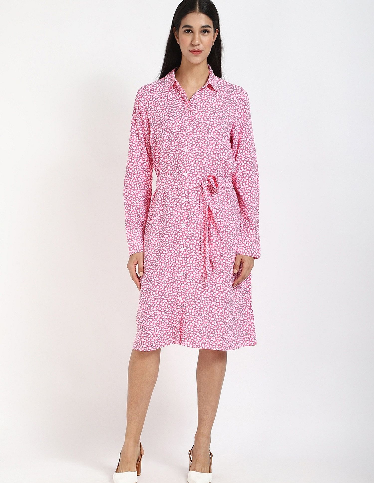 Tommy Hilfiger Viscose Spread Collar Shirt Dress