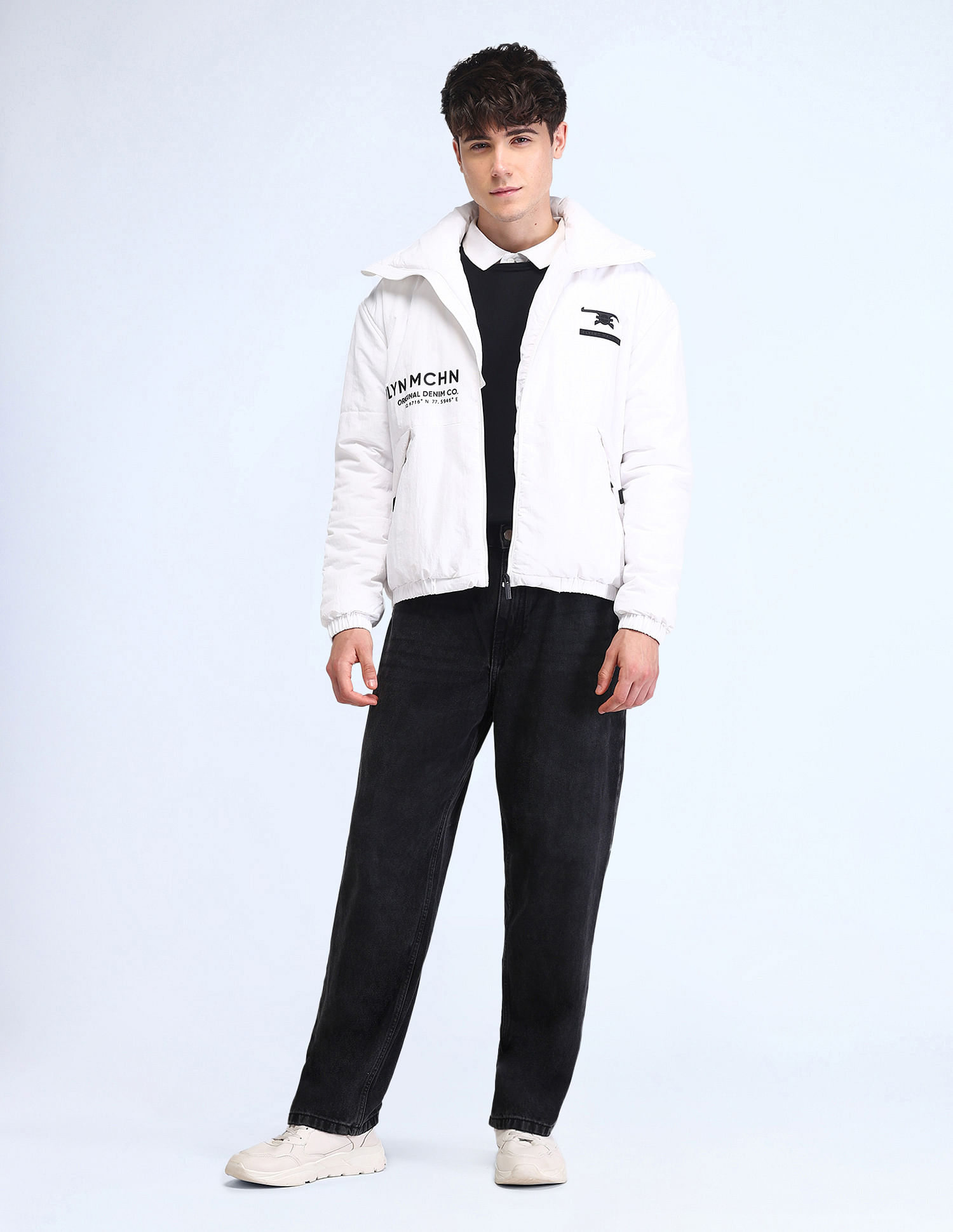 Flying Machine Relaxed Fit Printed Padded Jacket