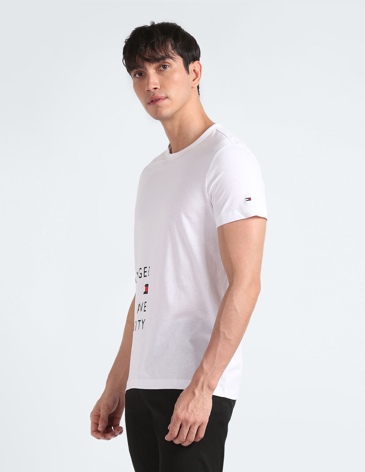 Tommy Hilfiger Organic Cotton Placement Typographic Print T-Shirt