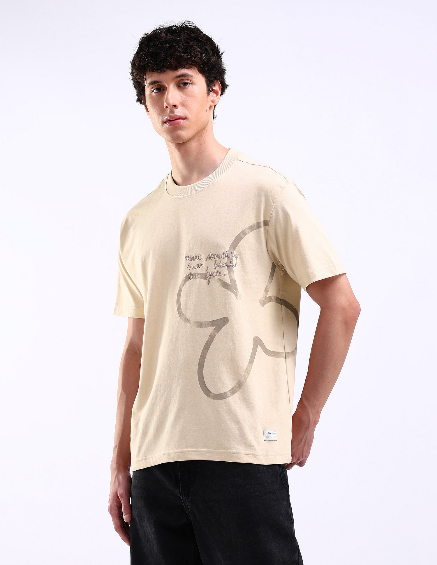 Flying Machine Abstract Print Relaxed Fit T-Shirt