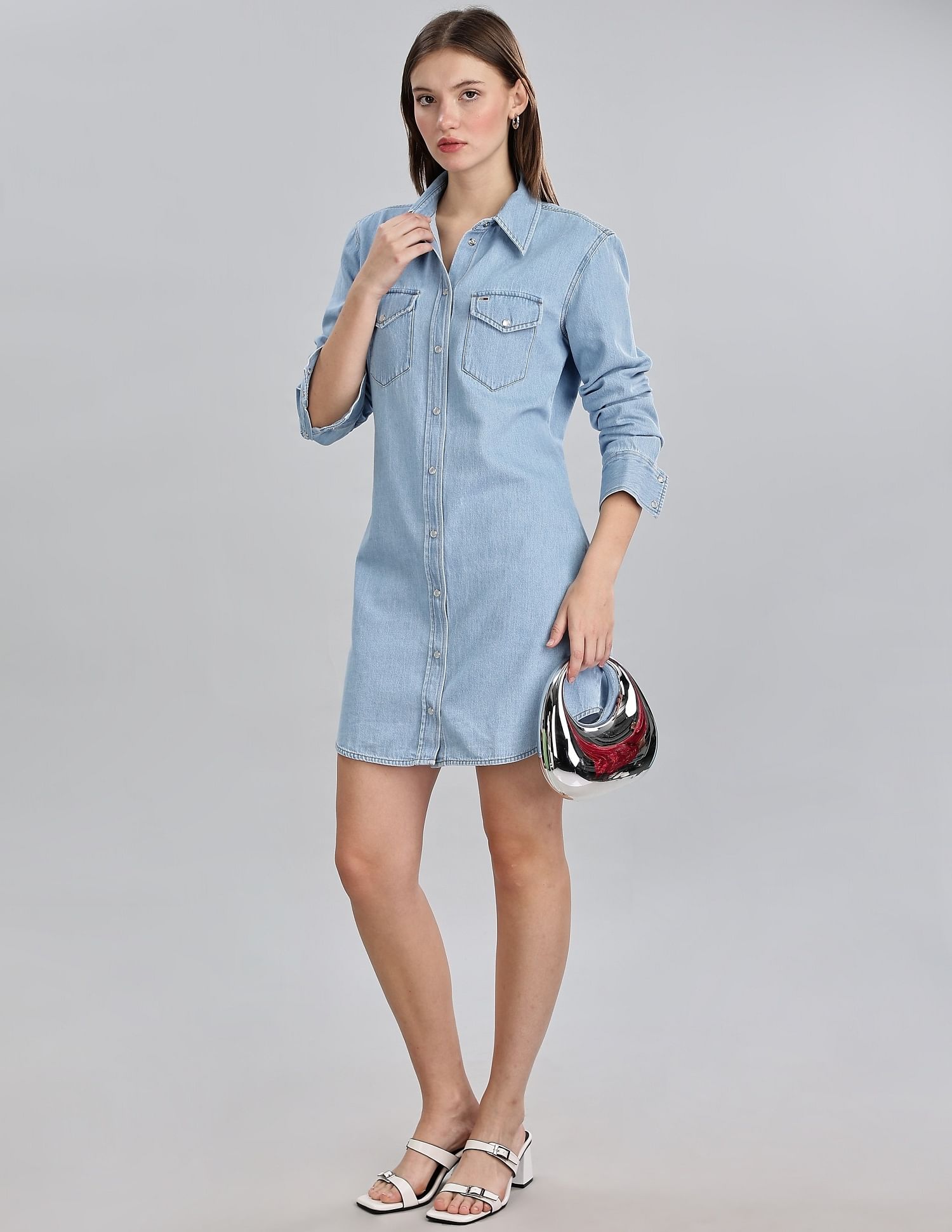 Tommy Hilfiger Womens Blue Solid Dresses