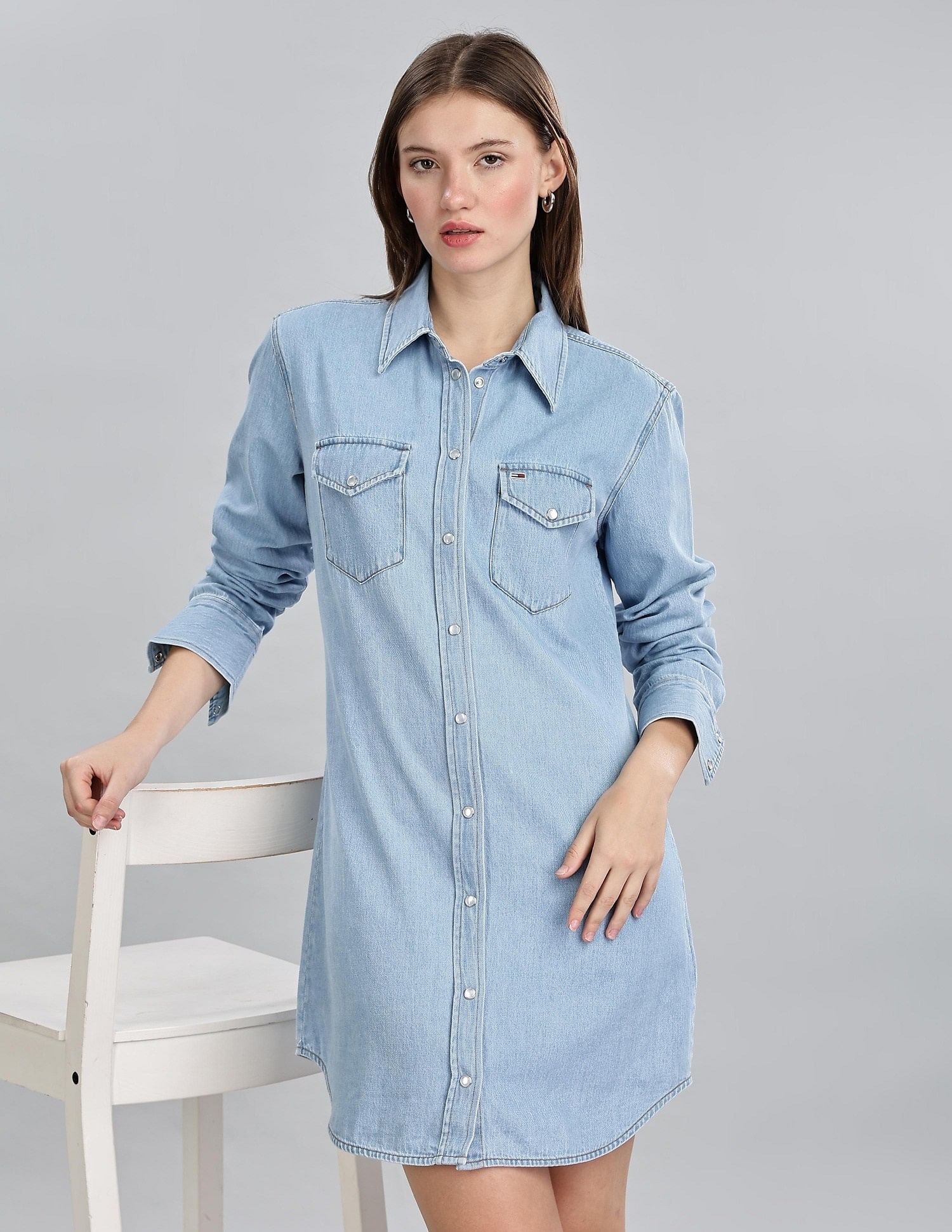 Tommy Hilfiger Womens Blue Solid Dresses