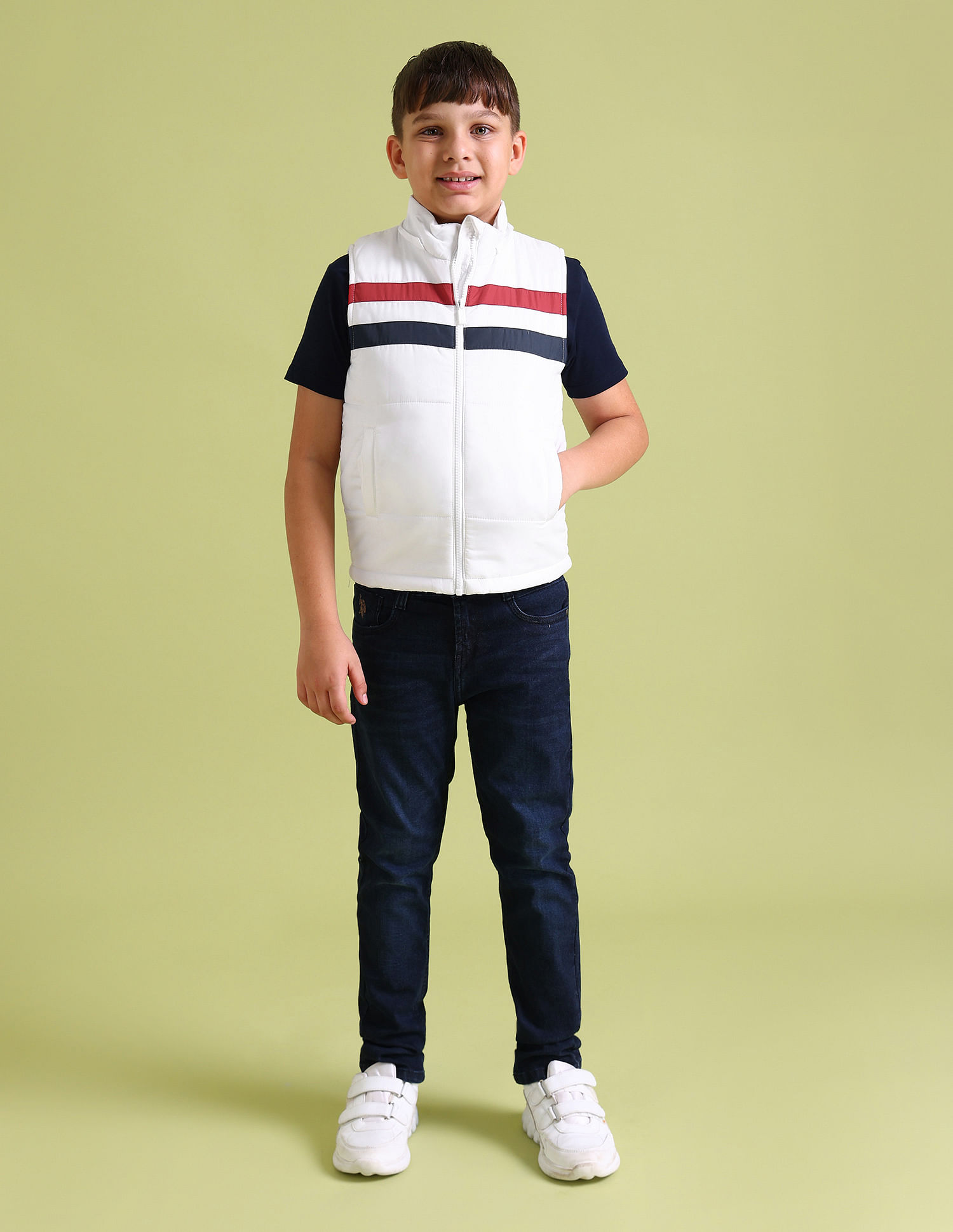 U.S. Polo Assn. Kids Sleeveless Horizontal Stripe Puffer Jacket