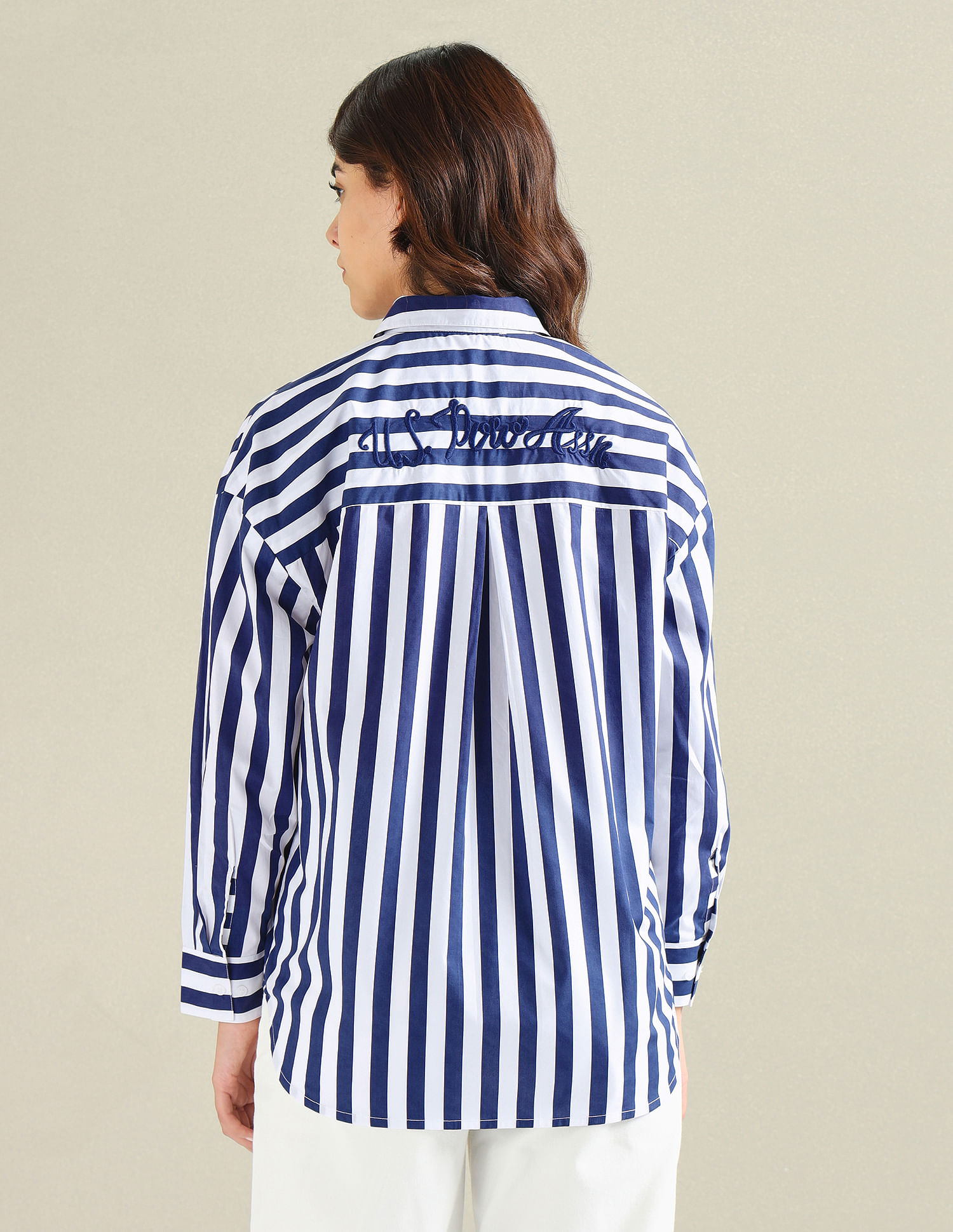 U.S. Polo Assn. Women Striped Boyfriend Shirt