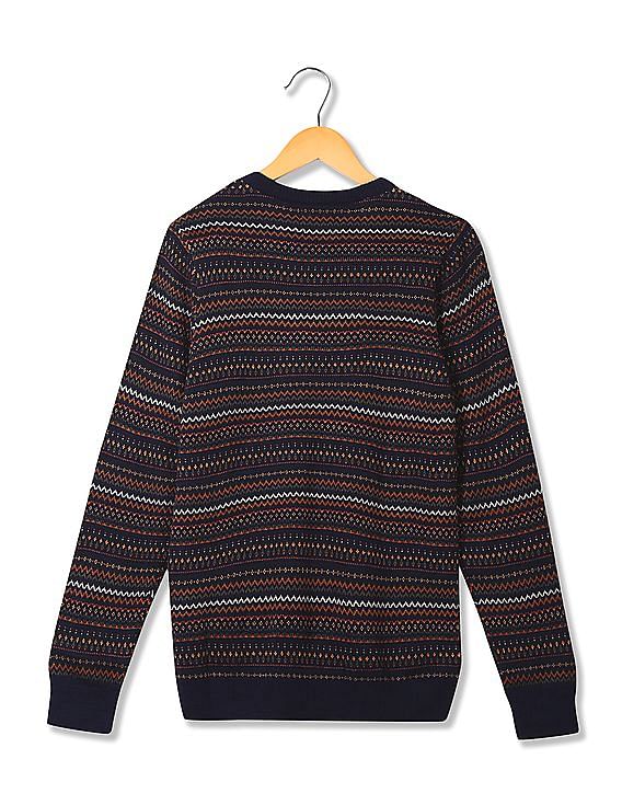 U.S. Polo Assn. Kids Boys Patterned Knit Wool Sweater