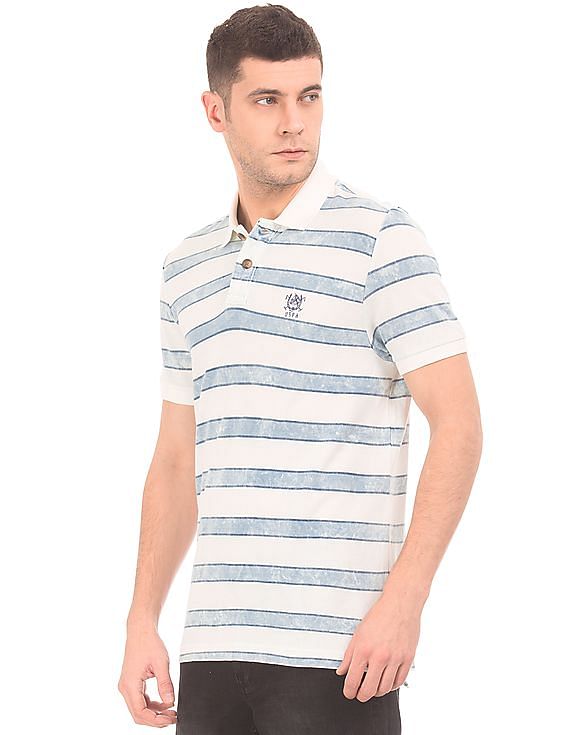 U.S. Polo Assn. Denim Co. Striped Muscle Fit Polo Shirt