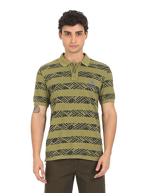 U.S. Polo Assn. Denim Co. Ribbed Collar Printed Polo Shirt