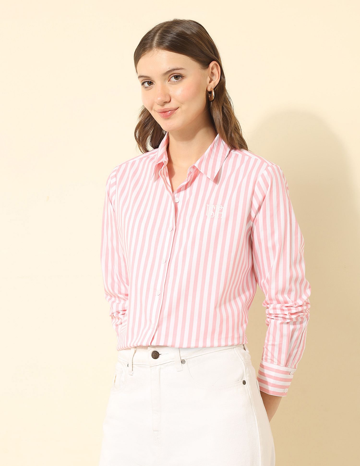 U.S. Polo Assn. Women Regular Fit Vertical Striped Shirt