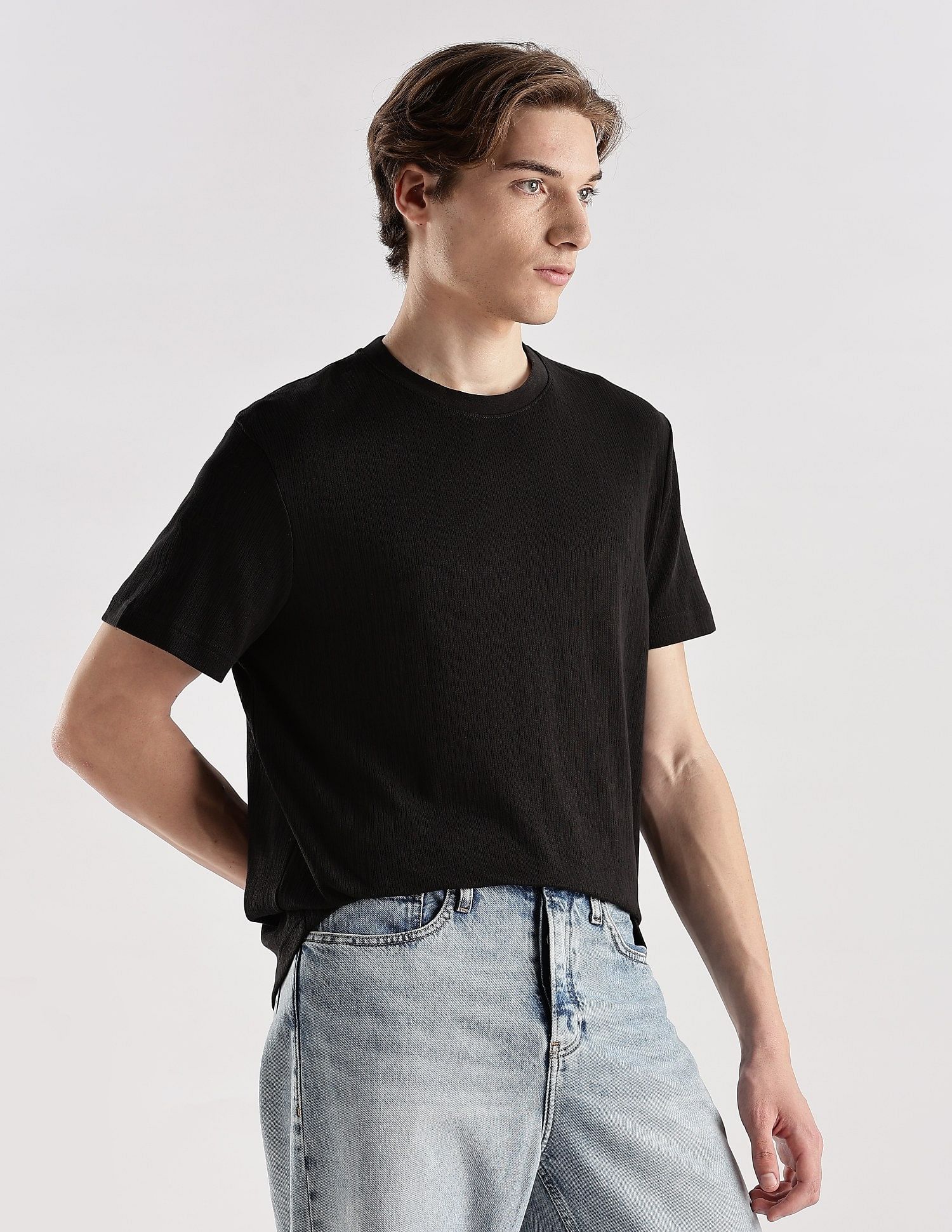 Calvin Klein Jeans Textured Relaxed Fit Cotton T-Shirt