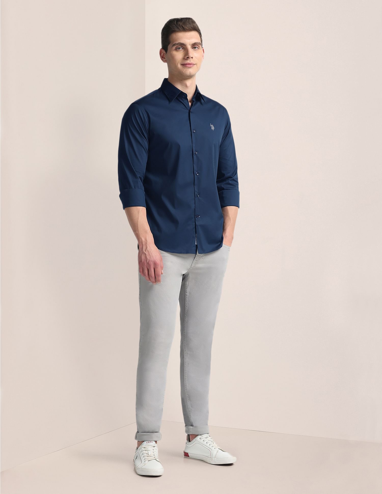 U.S. Polo Assn. Tailored Regular Fit Solid Shirt