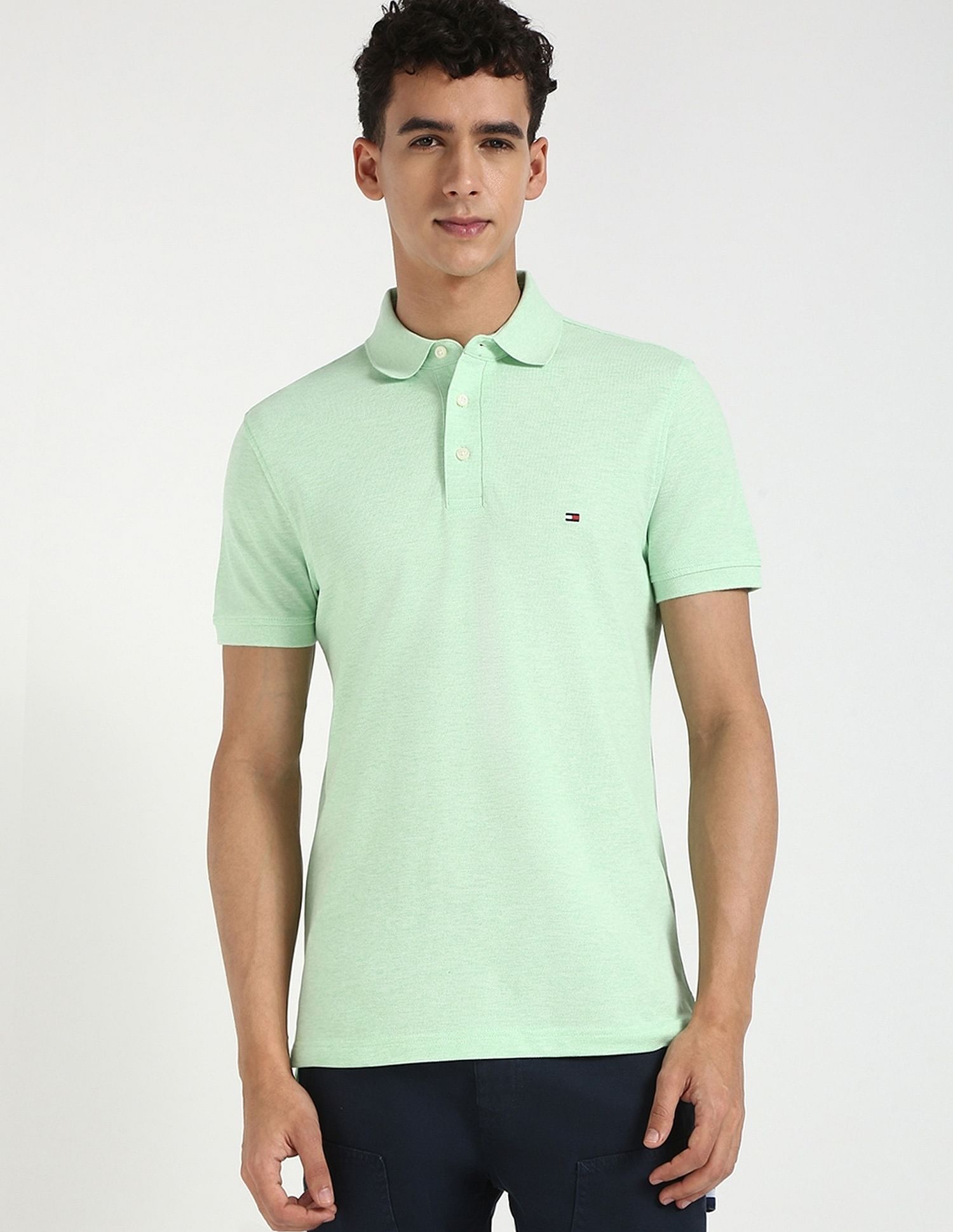 Tommy Hilfiger Solid Slim-Fit Cotton Polo Shirt