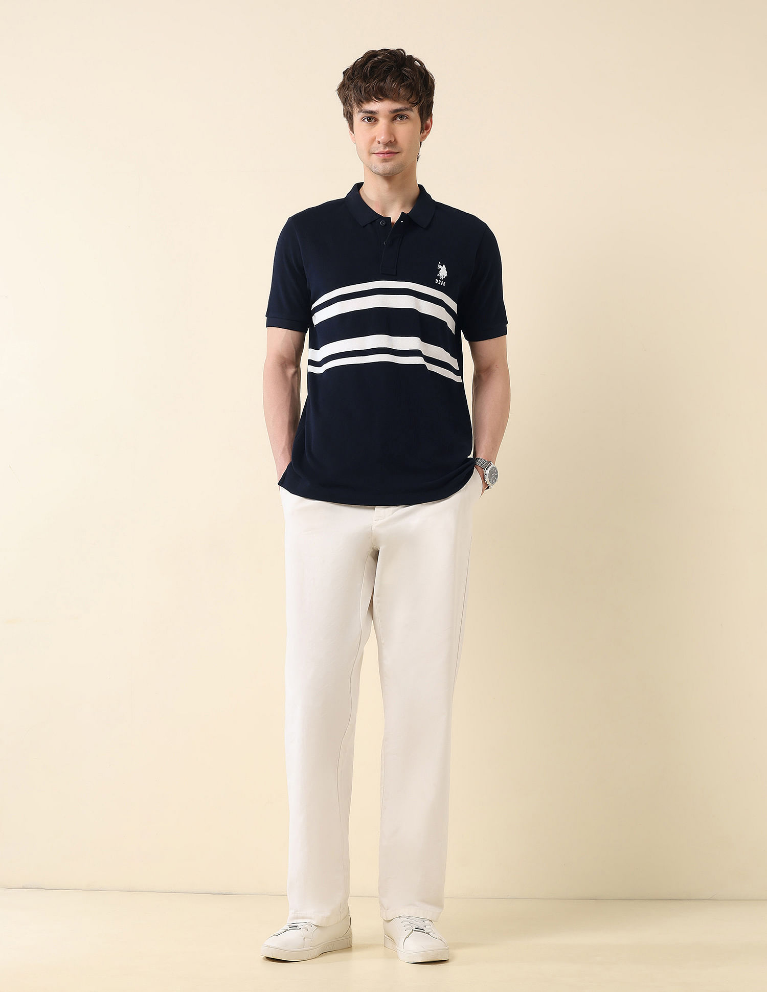 U.S. Polo Assn. Horizontal Striped Classic Polo Shirt