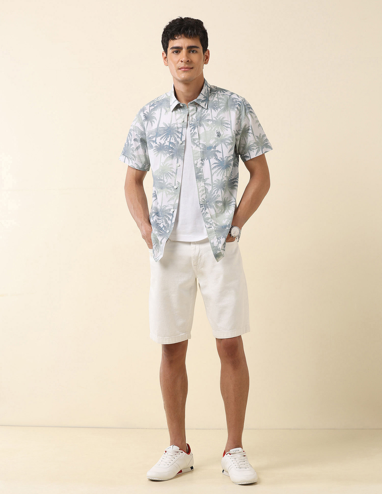 U.S. Polo Assn. Tropical Printed Pure Cotton Shirt