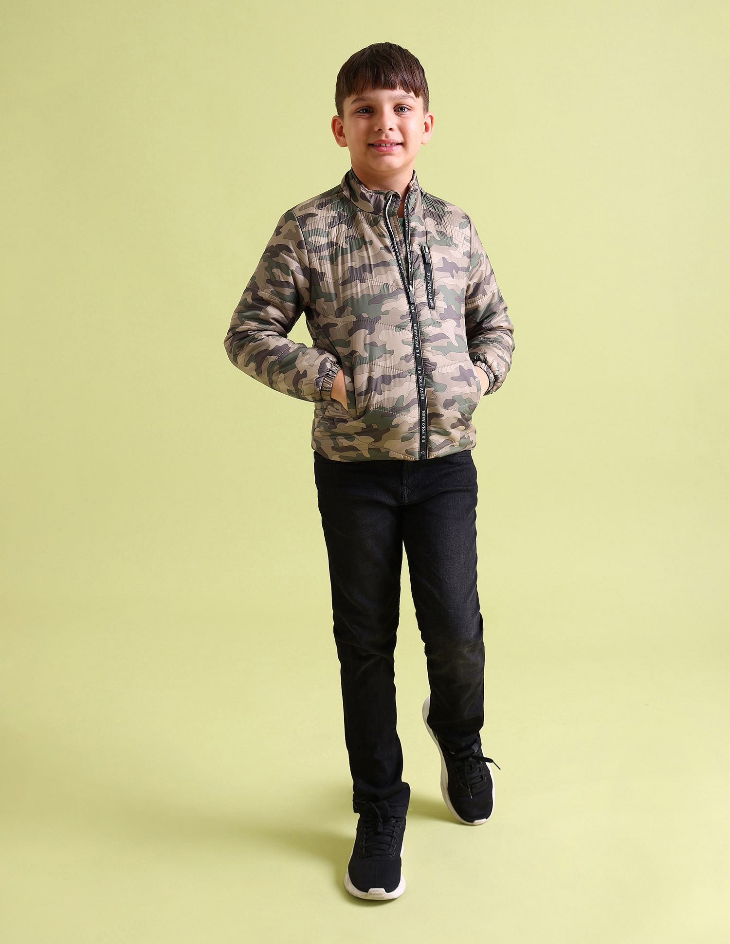 U.S. Polo Assn. Kids Detachable Hood Camouflage Padded Jacket