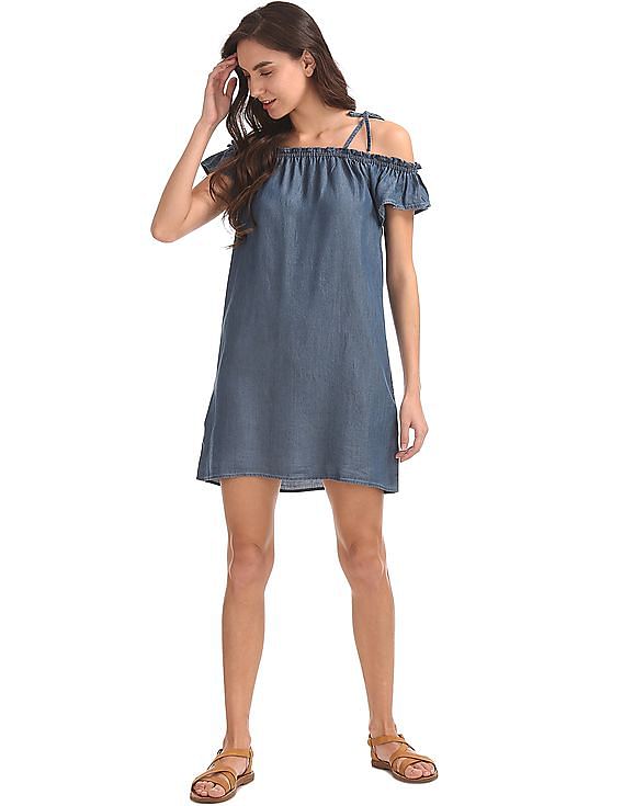 Aeropostale Cold Shoulder Chambray Dress