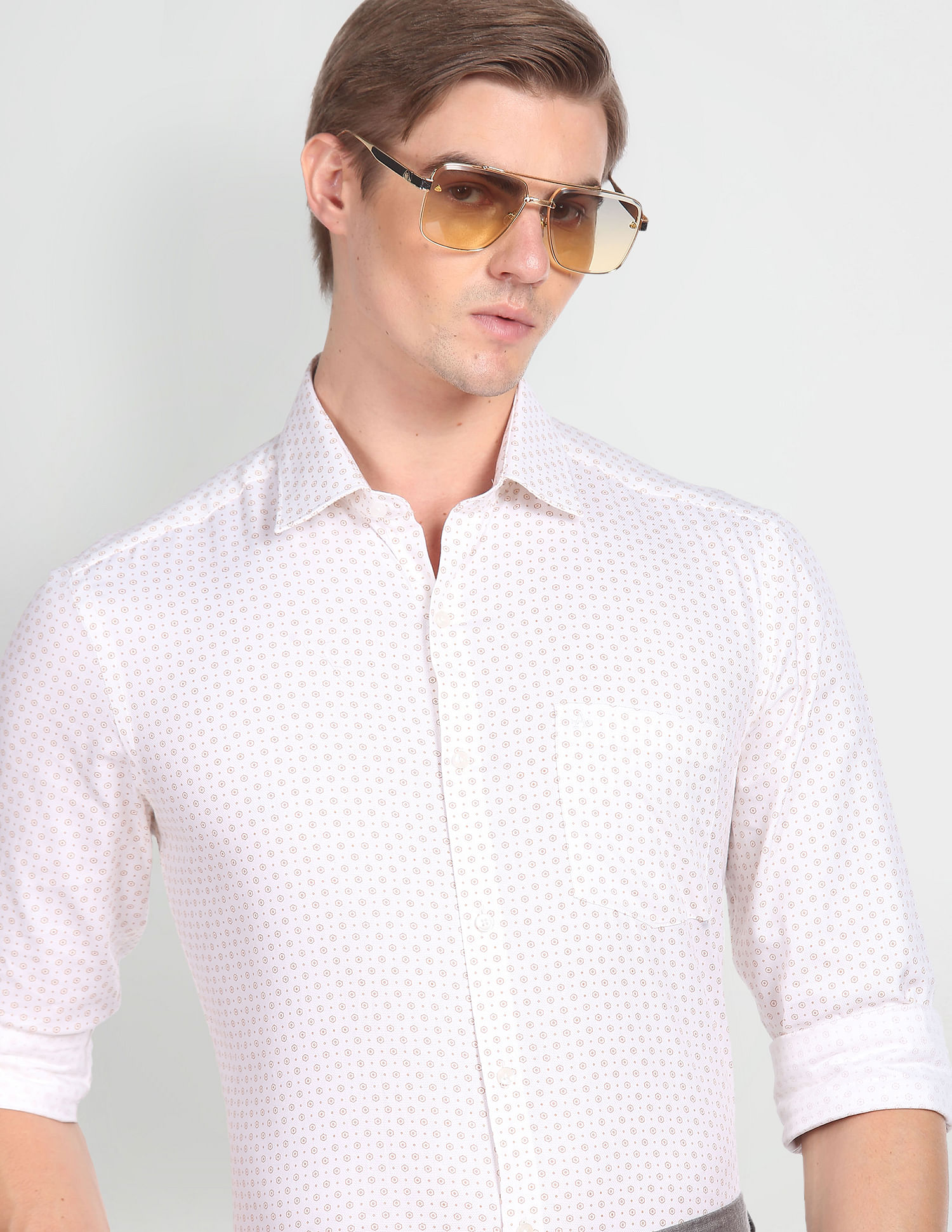 Arrow Geometric Print Cotton Dobby Shirt