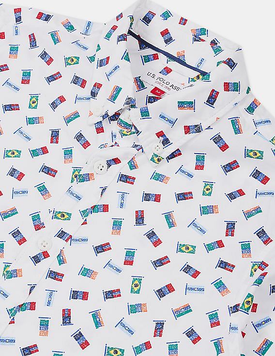 U.S. Polo Assn. Kids Boys Button Down Collar Printed Shirt