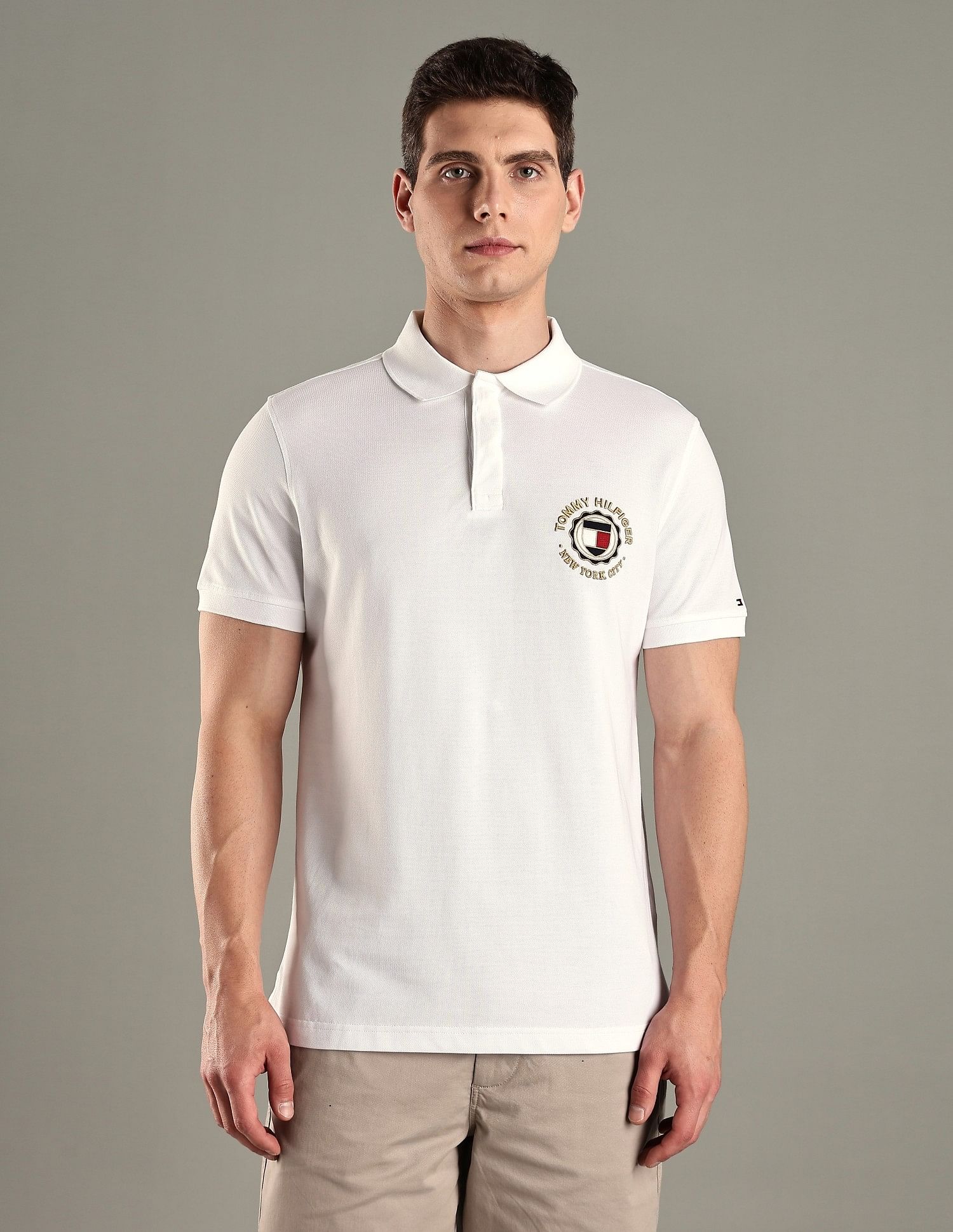 Tommy Hilfiger Embroidered Logo Regular-Fit Cotton Polo T-Shirt