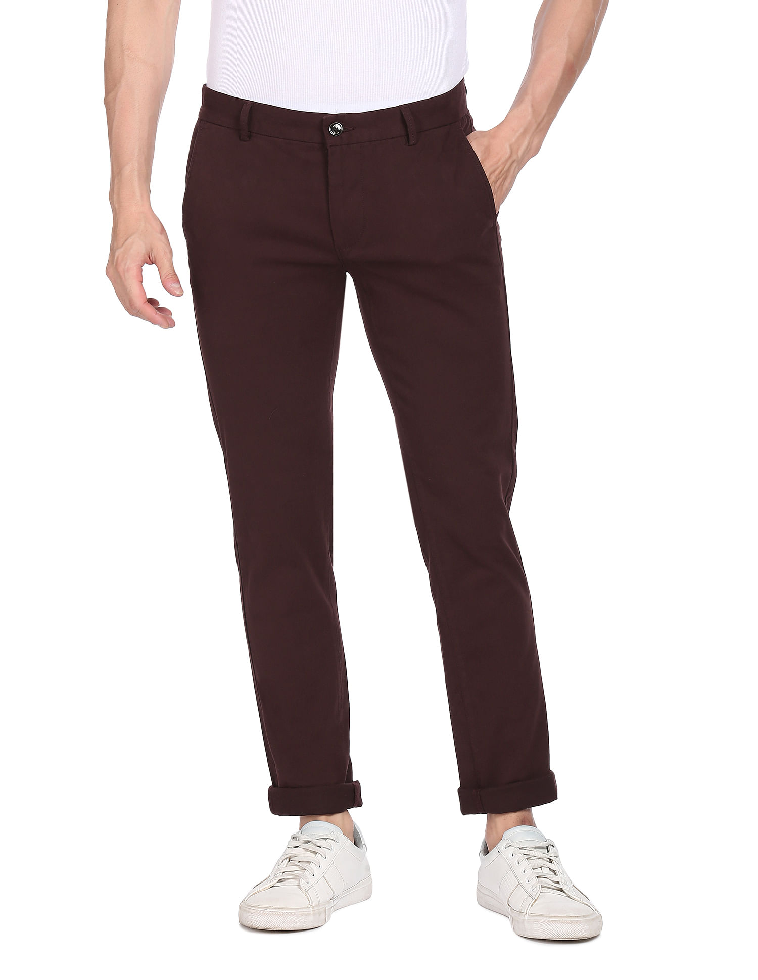 Buy Arrow Sport Men Slim Fit Pure Cotton Chinos Trousers - Trousers for Men  22770890 | Myntra