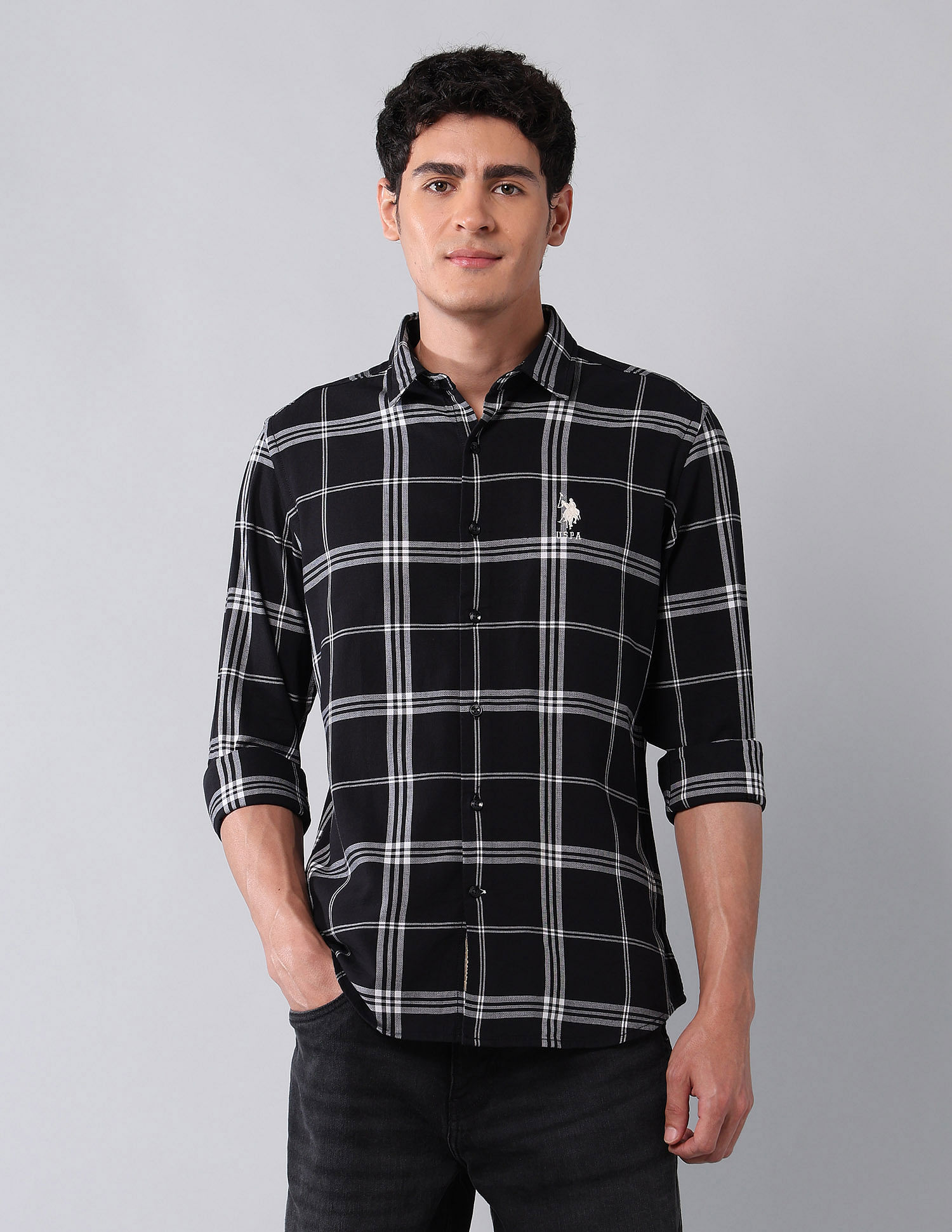 U.S. Polo Assn. Denim Co. Grid Tattersall Checked Pure Cotton Shirt