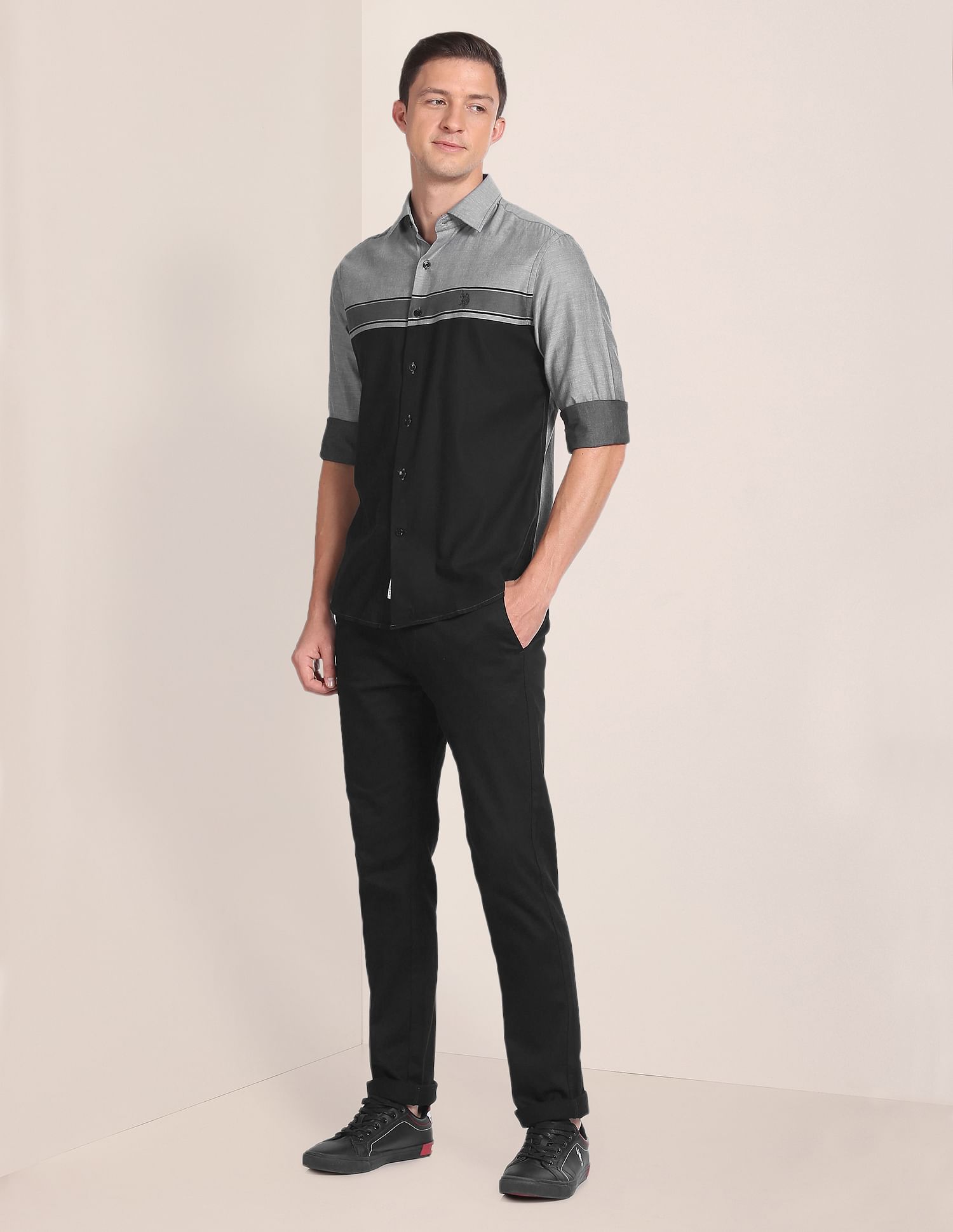 U.S. Polo Assn. Colour Block Cotton Tailored Shirt