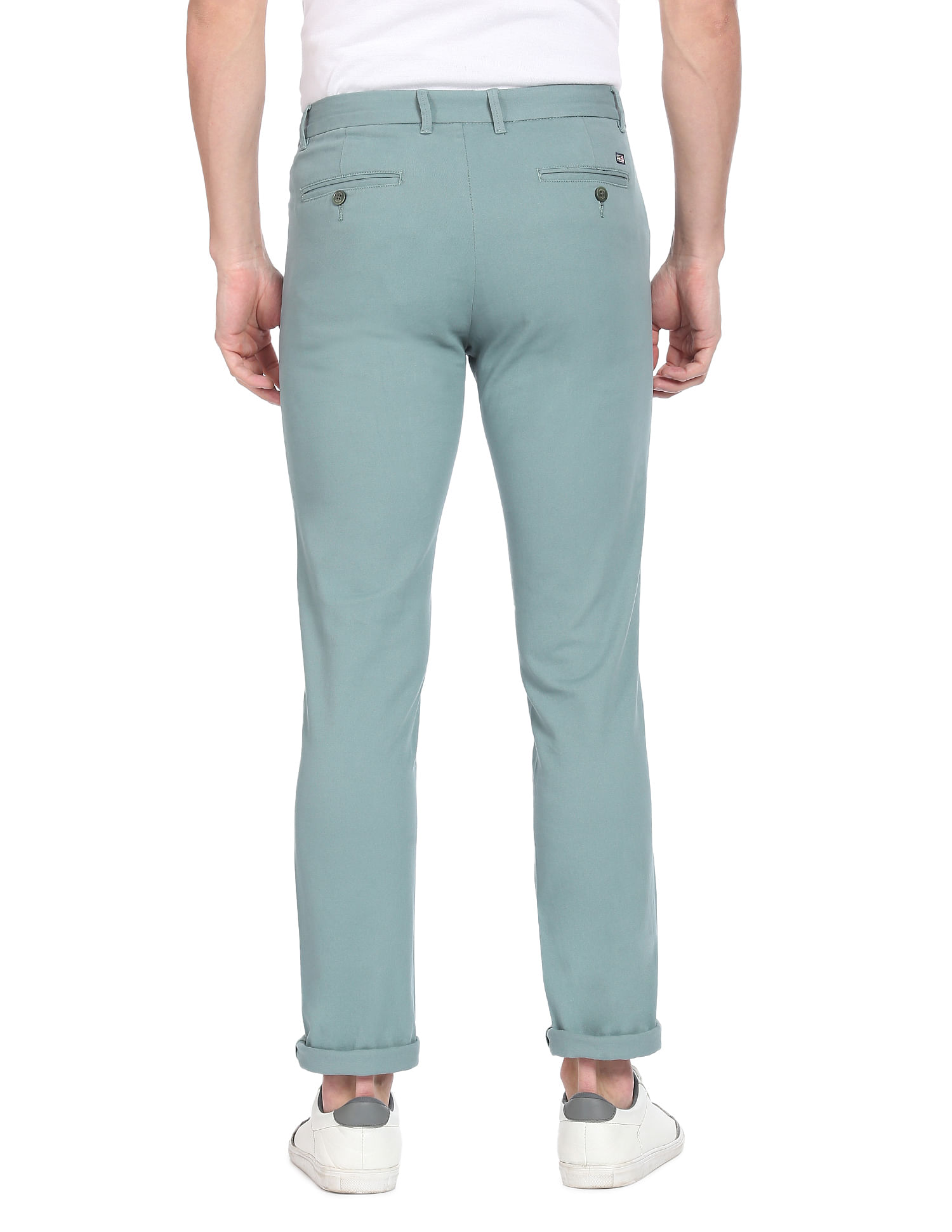Buy Arrow Sports Twill Weave Bronson Slim Fit Solid Trousers - NNNOW.com