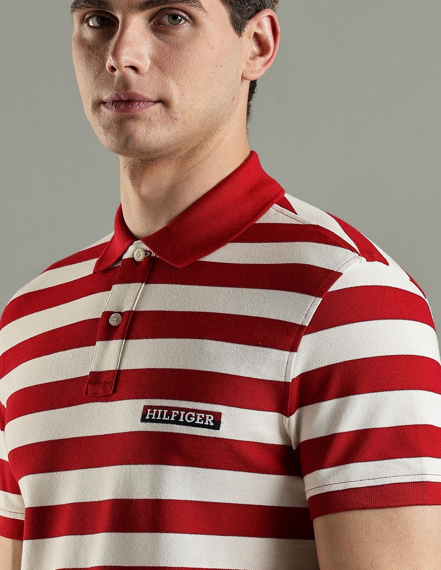 Tommy Hilfiger Striped Regular Fit Cotton Polo T-Shirt
