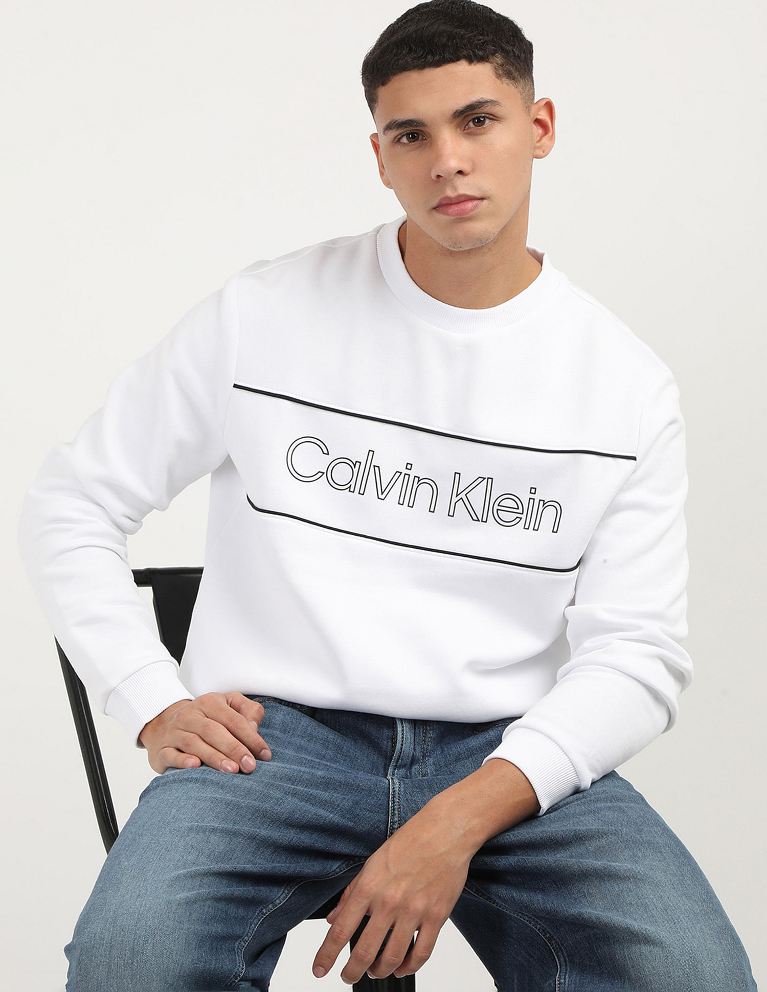 Calvin Klein Brand Print Crew Neck Sweatshirt