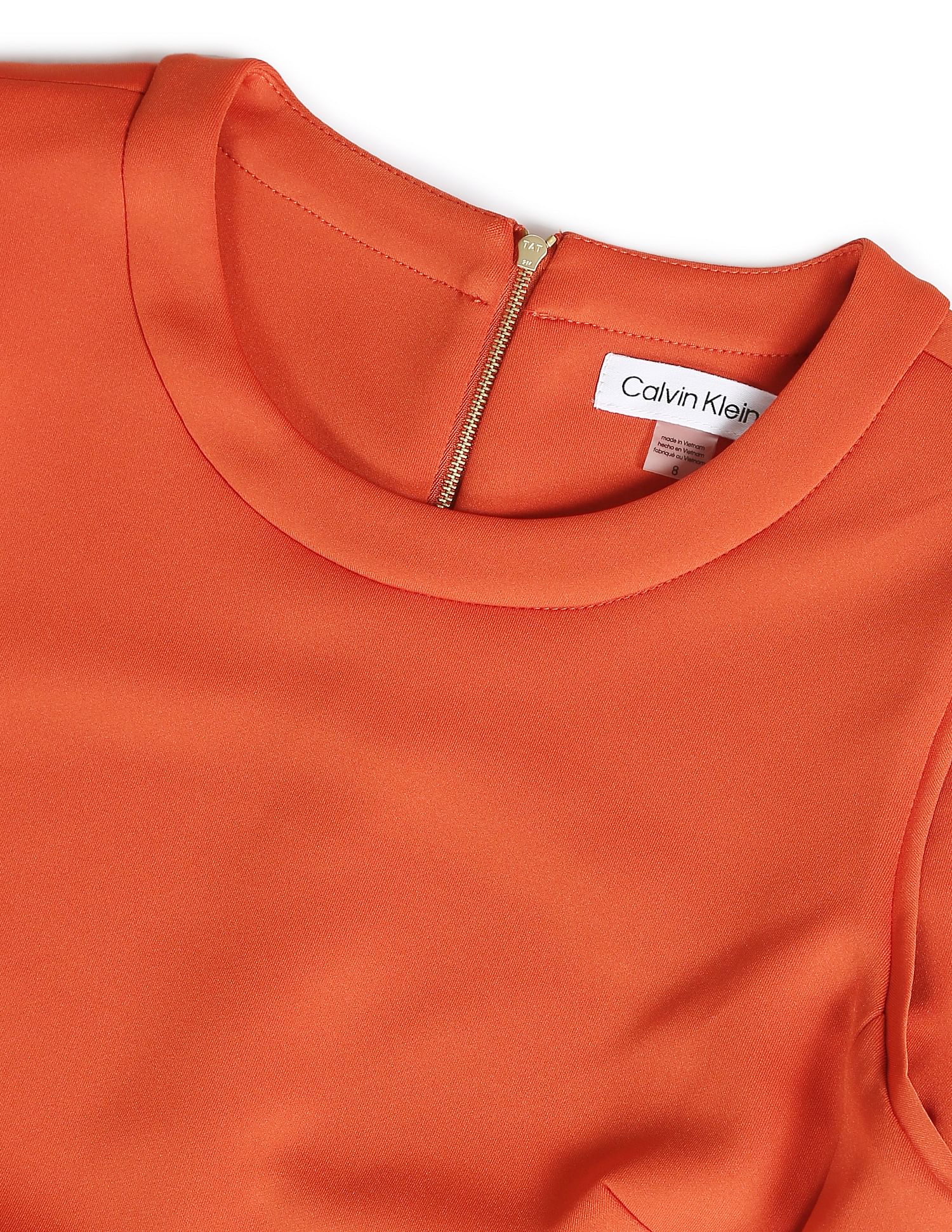 Calvin Klein Women Orange Solid Panelled Bodycon Dress