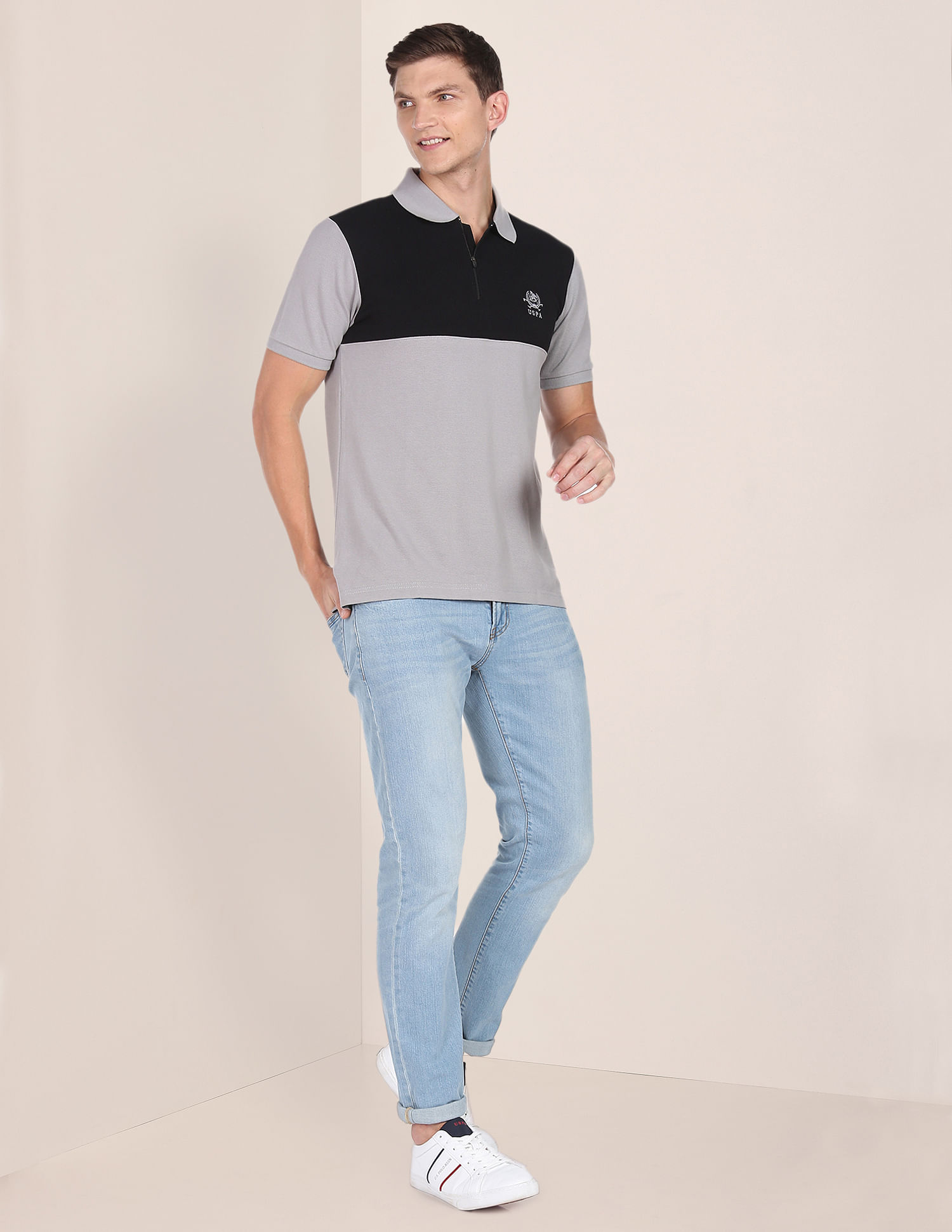U.S. Polo Assn. Colour Block Cotton Polo Shirt