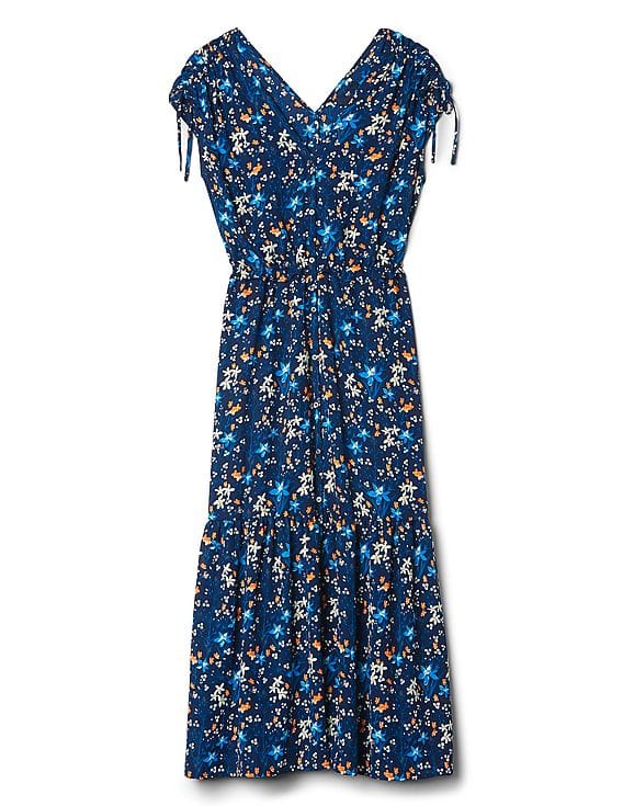 トップス Organdy tiered cami dress (Navy flower) Pure Organza Navy Blue Maxi Dress | Get it with 60% discount