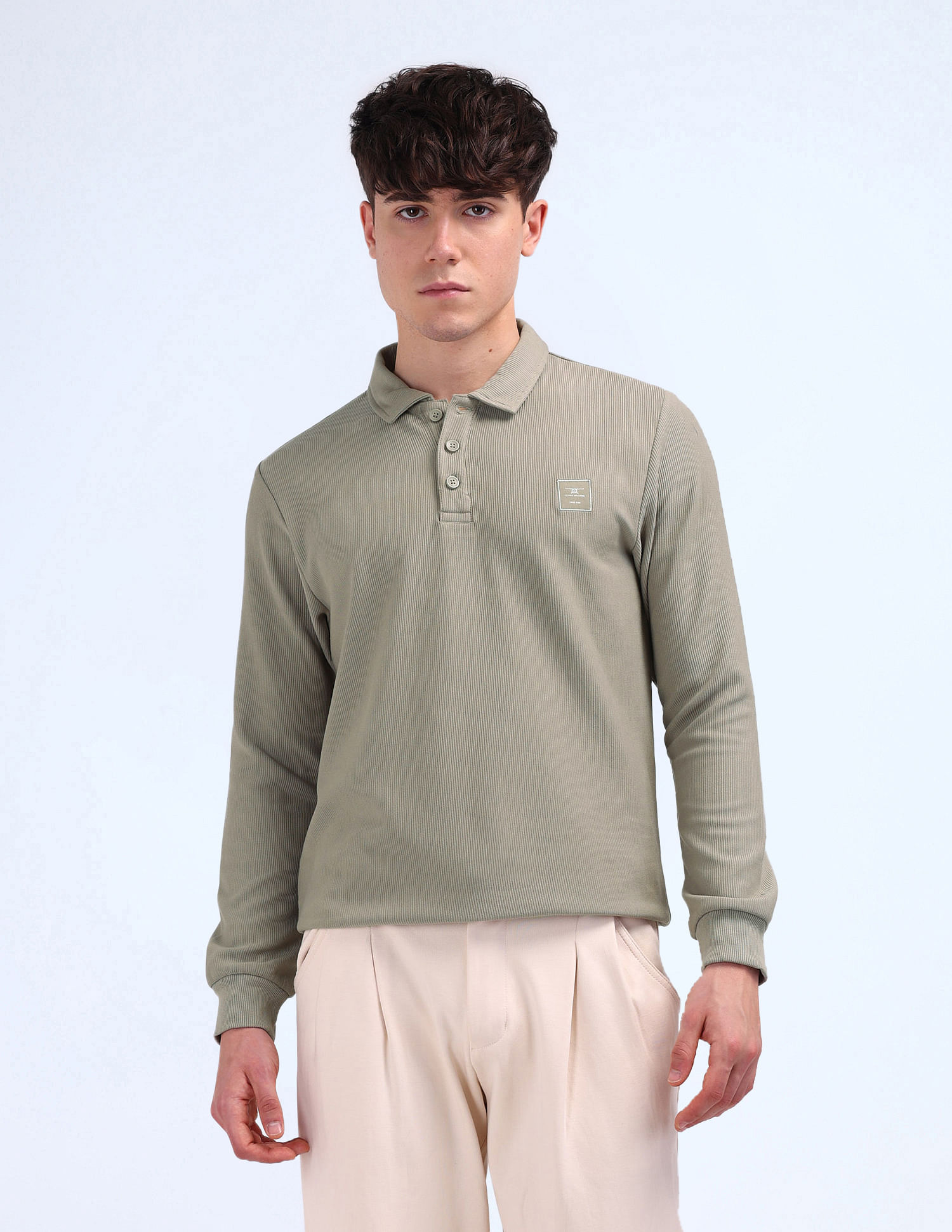 Flying Machine Relaxed Fit Ribbed Polo Shirt