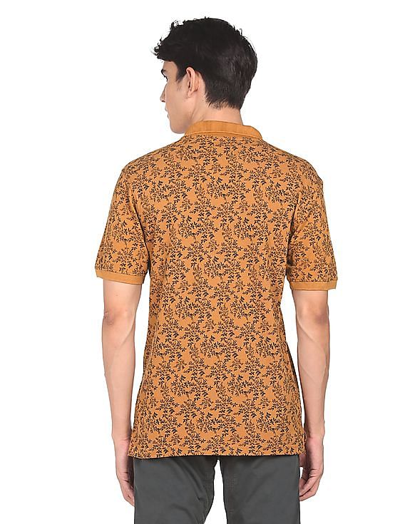 Flying Machine Floral Print Cotton Polo Shirt