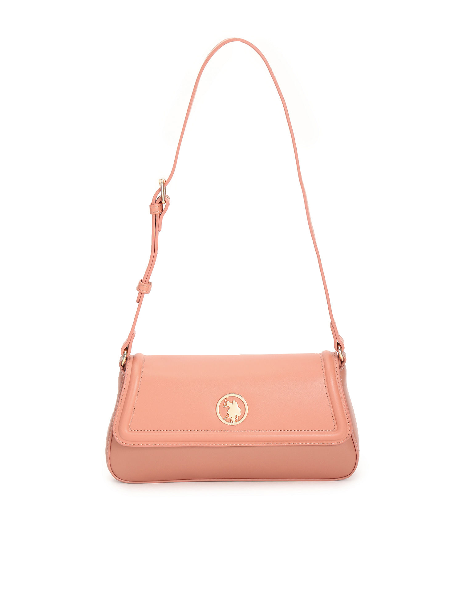 U.S. Polo Assn. Women Flap Closure Solid Baguette bag