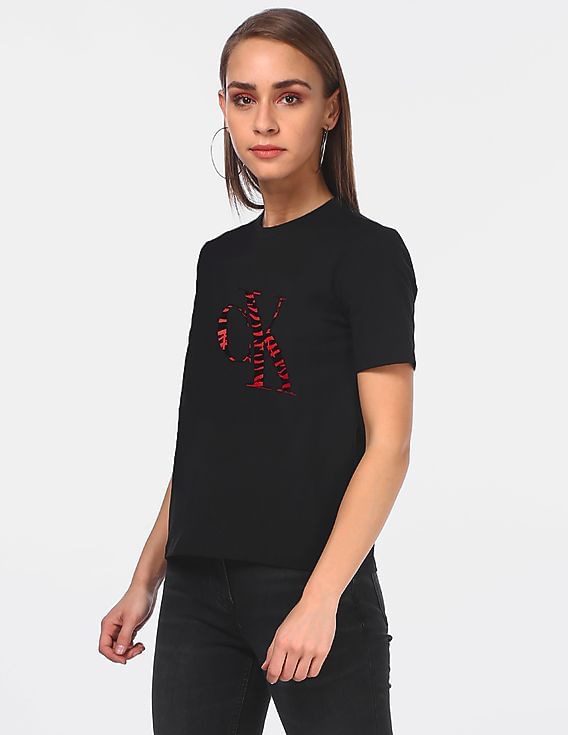 さらに100円引き◆ ◆Women's CKJ Logo T-Shirt Monogram T-shirt Calvin Klein® | J20J219142BEH