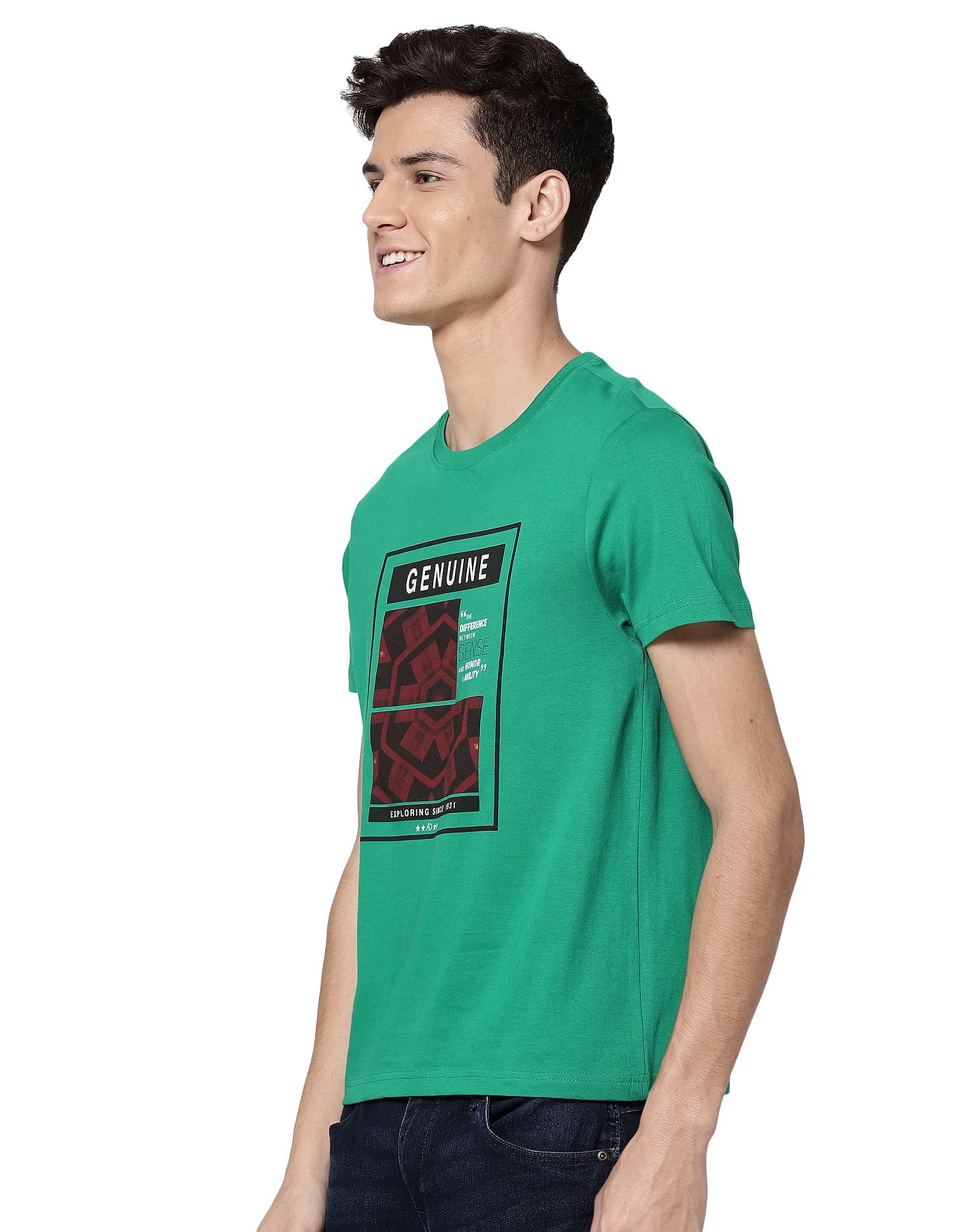 AD by Arvind Crew Neck Graphic Print T-Shirt
