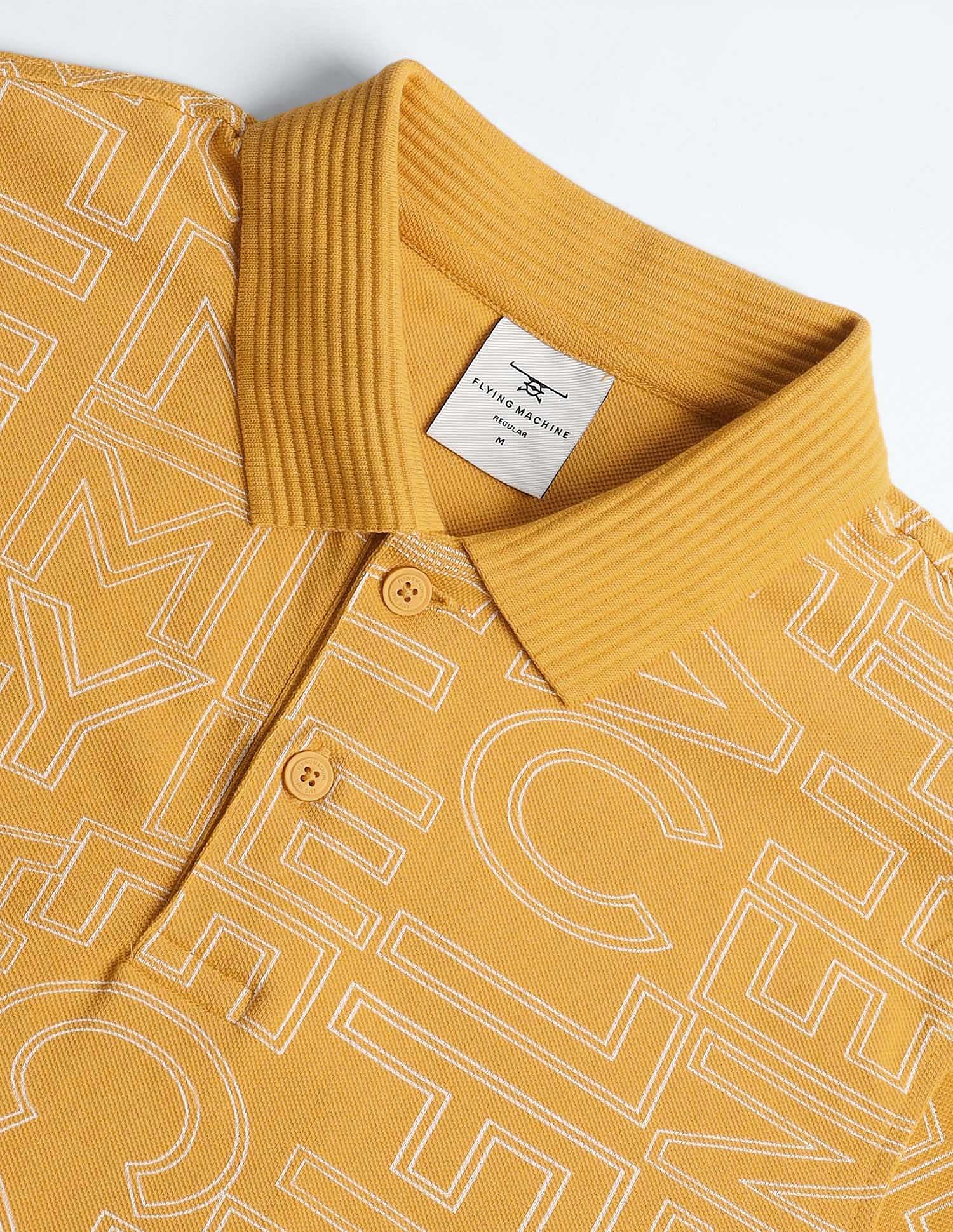 Flying Machine All Over Print Cotton Polo Shirt