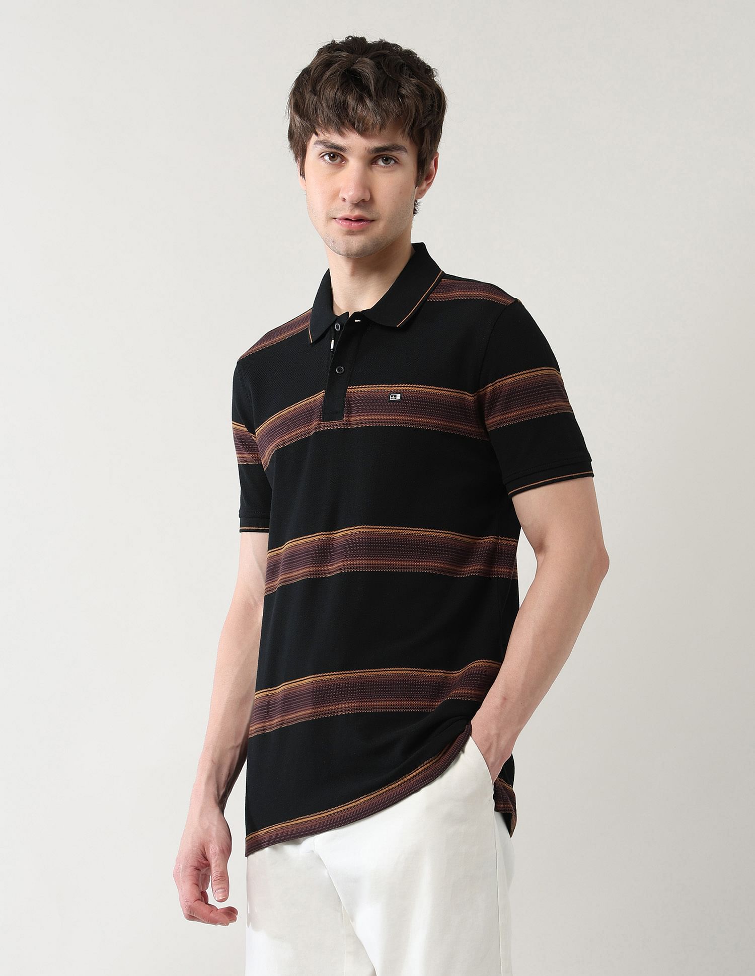 Arrow Sport Horizontal Striped Regular Fit Polo Shirt