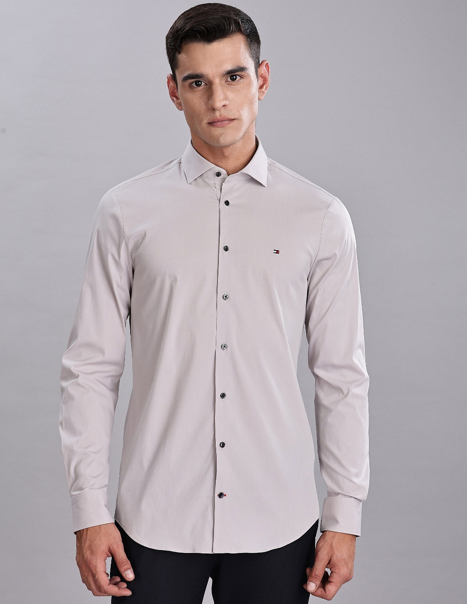 Tommy Hilfiger Solid Slim Fit Plain Woven Shirt