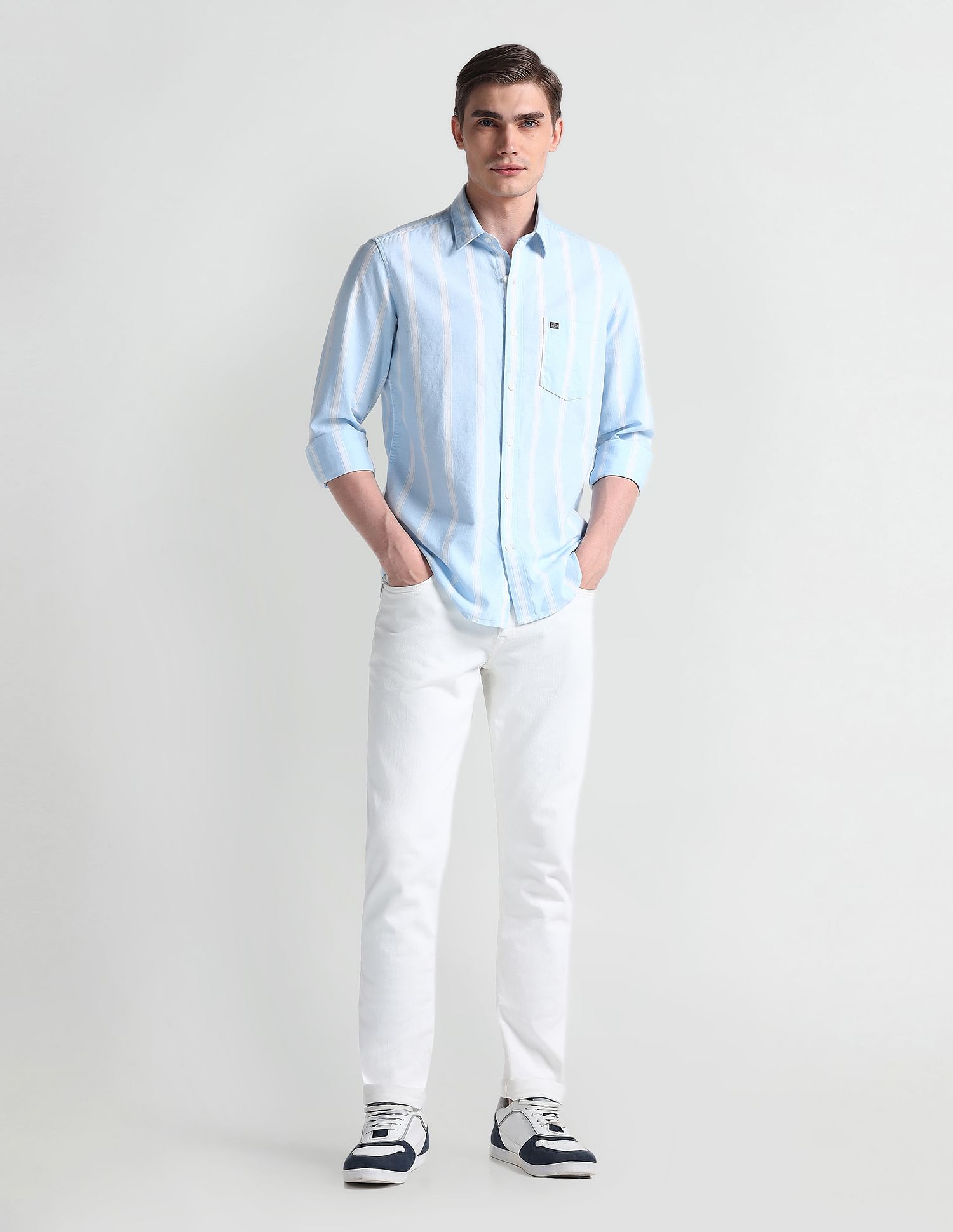 Arrow Sport Vertical Stripe Cotton Shirt