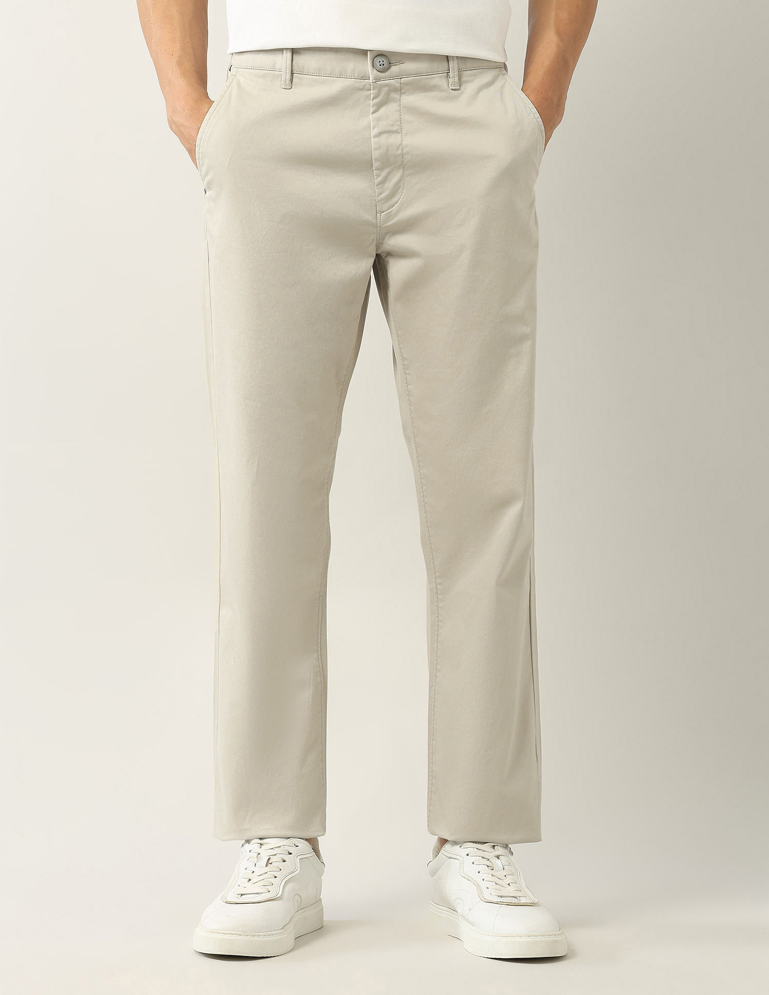 Arrow Sport Mid Rise Straight Fit Twill Trousers