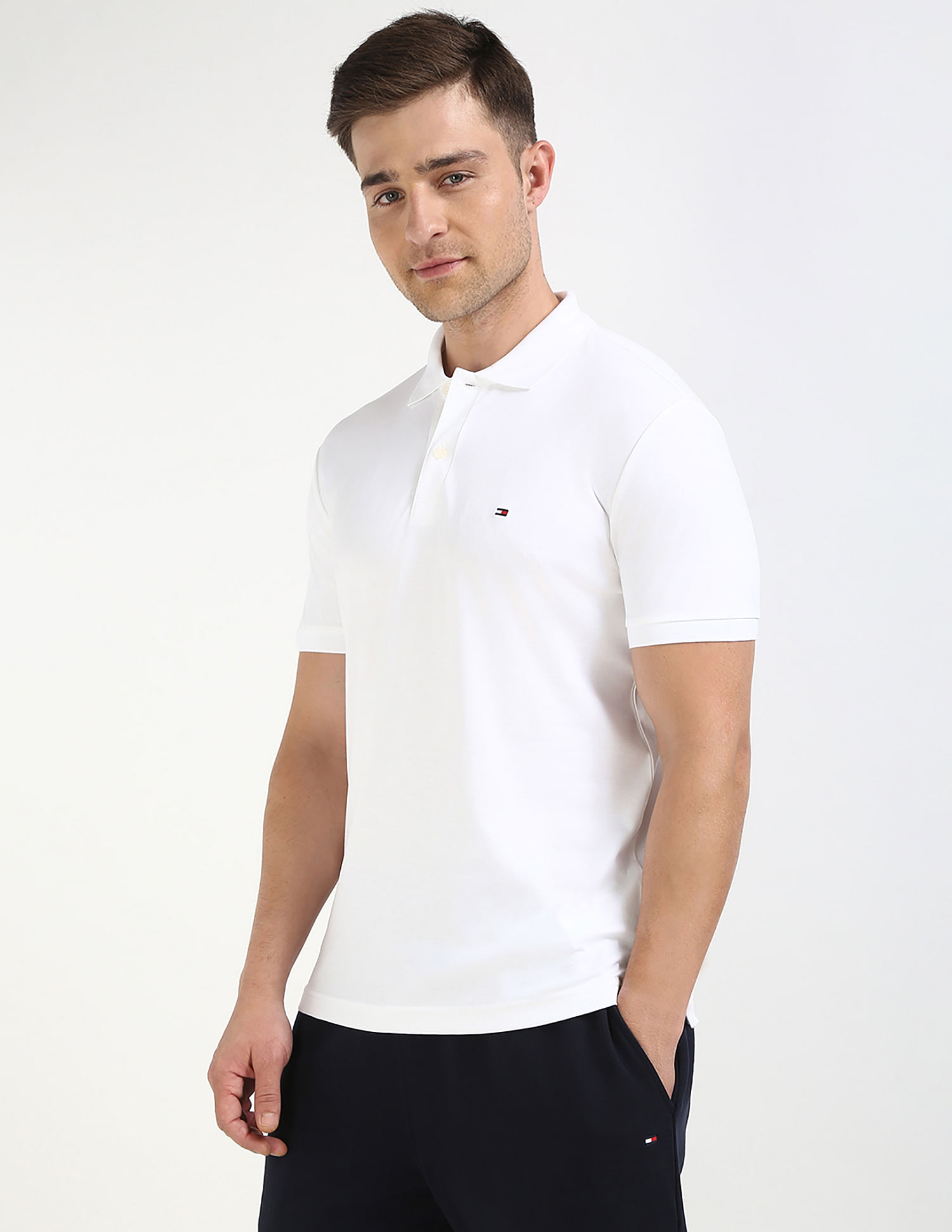 Tommy Hilfiger Solid Regular-Fit Cotton Polo Shirt