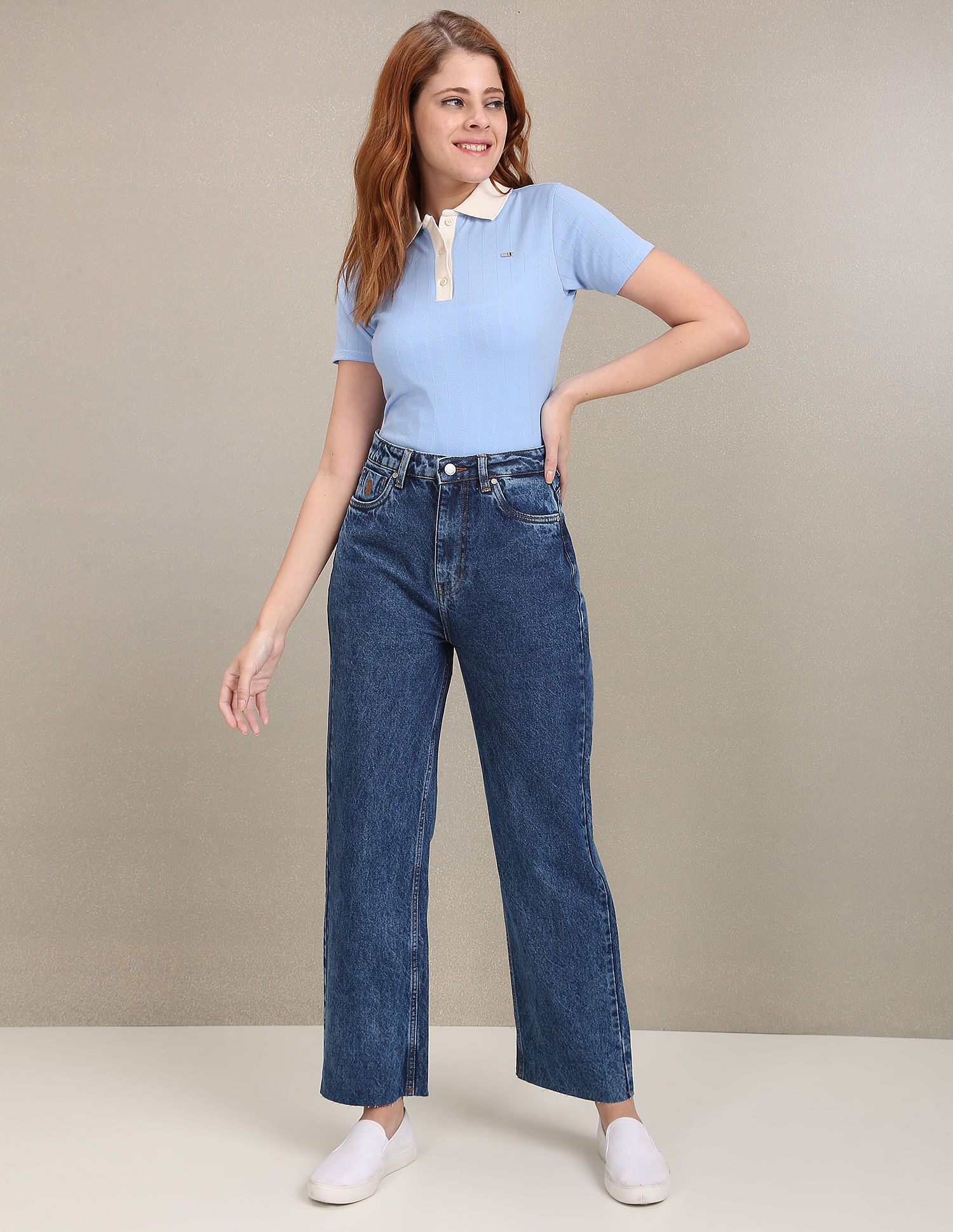 Regular 120 Gsm Women Wide Leg Faded Denim Jeans, Button, High Rise at Rs  305/piece in Ghaziabad