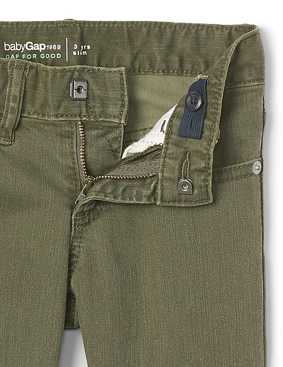 Buy GAP Boys Olive Slim Jeans In Colour With Stretch NNNOW