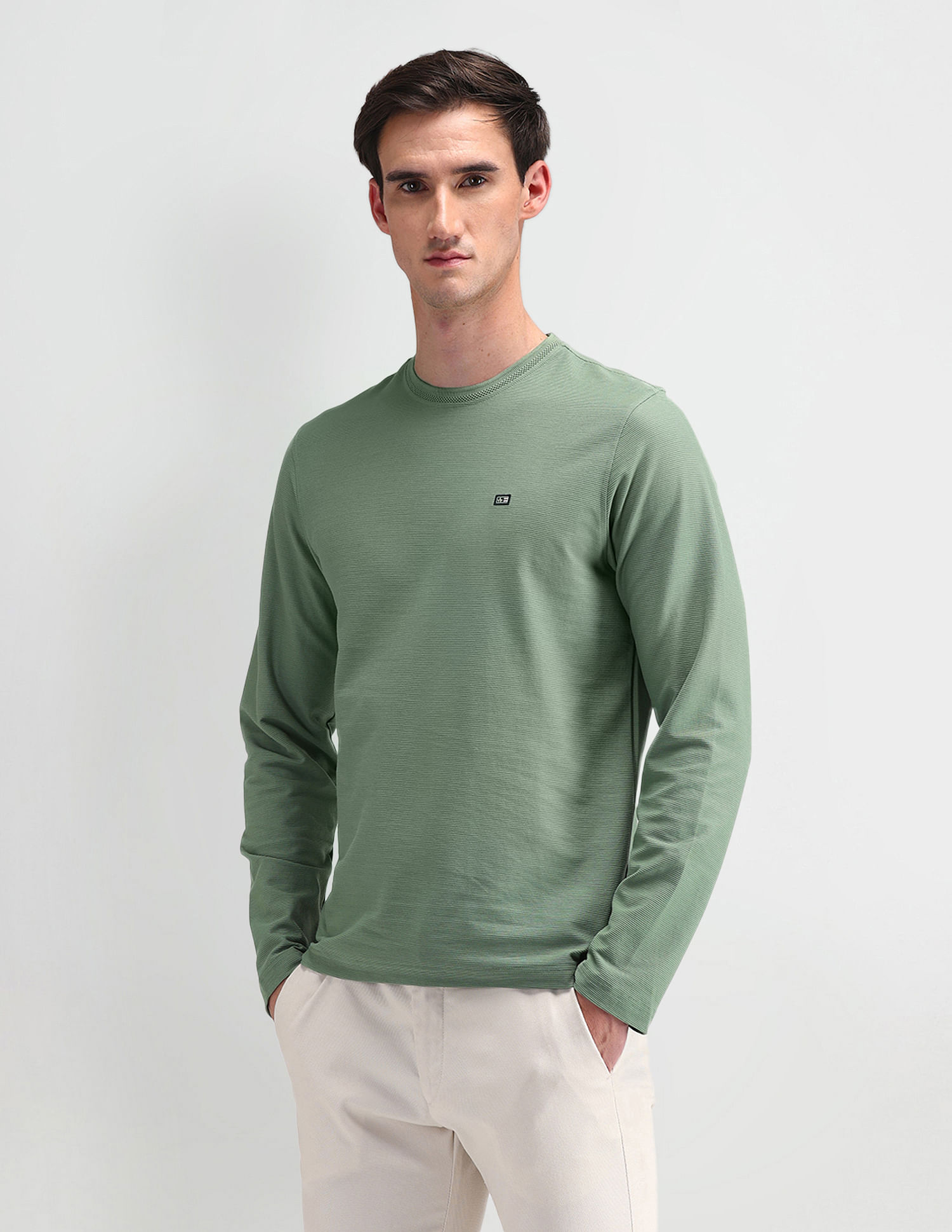 Arrow Sport Round Neck Textured T-Shirt