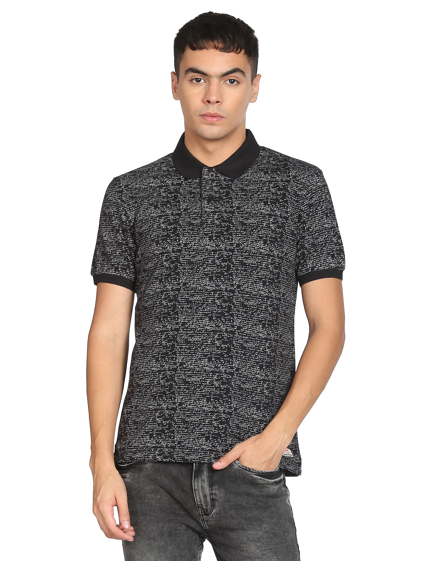 Flying Machine Typographic Print Polo Shirt