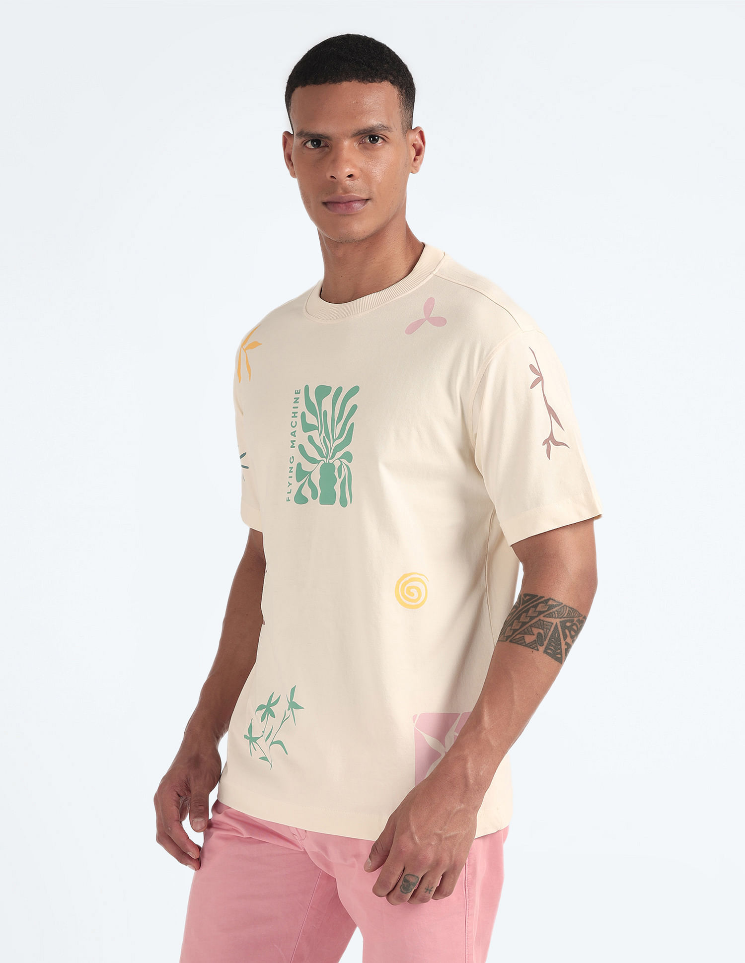 Flying Machine Abstract Print Oversized T-Shirt