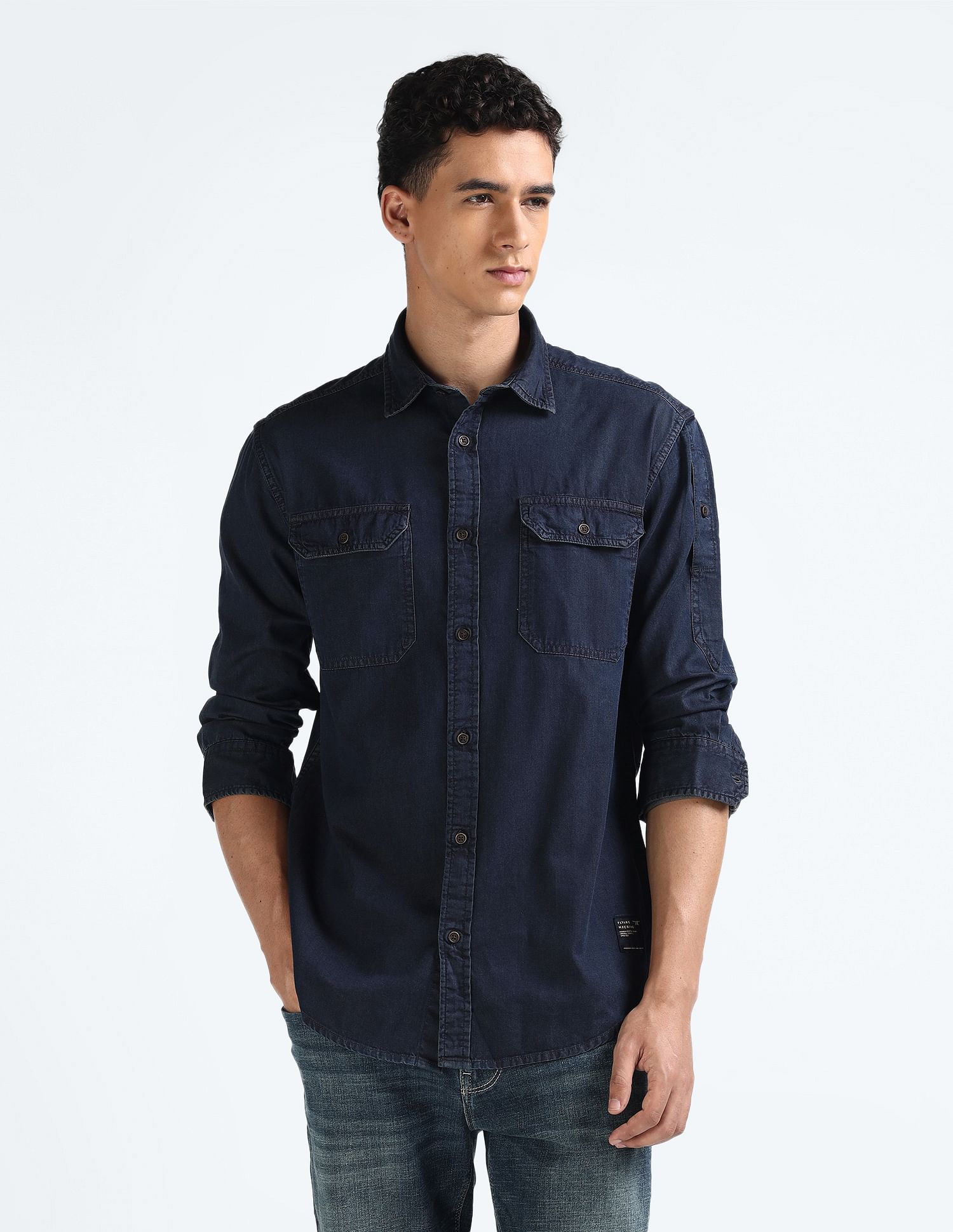 Flying Machine Cotton Chambray Weave Shirt